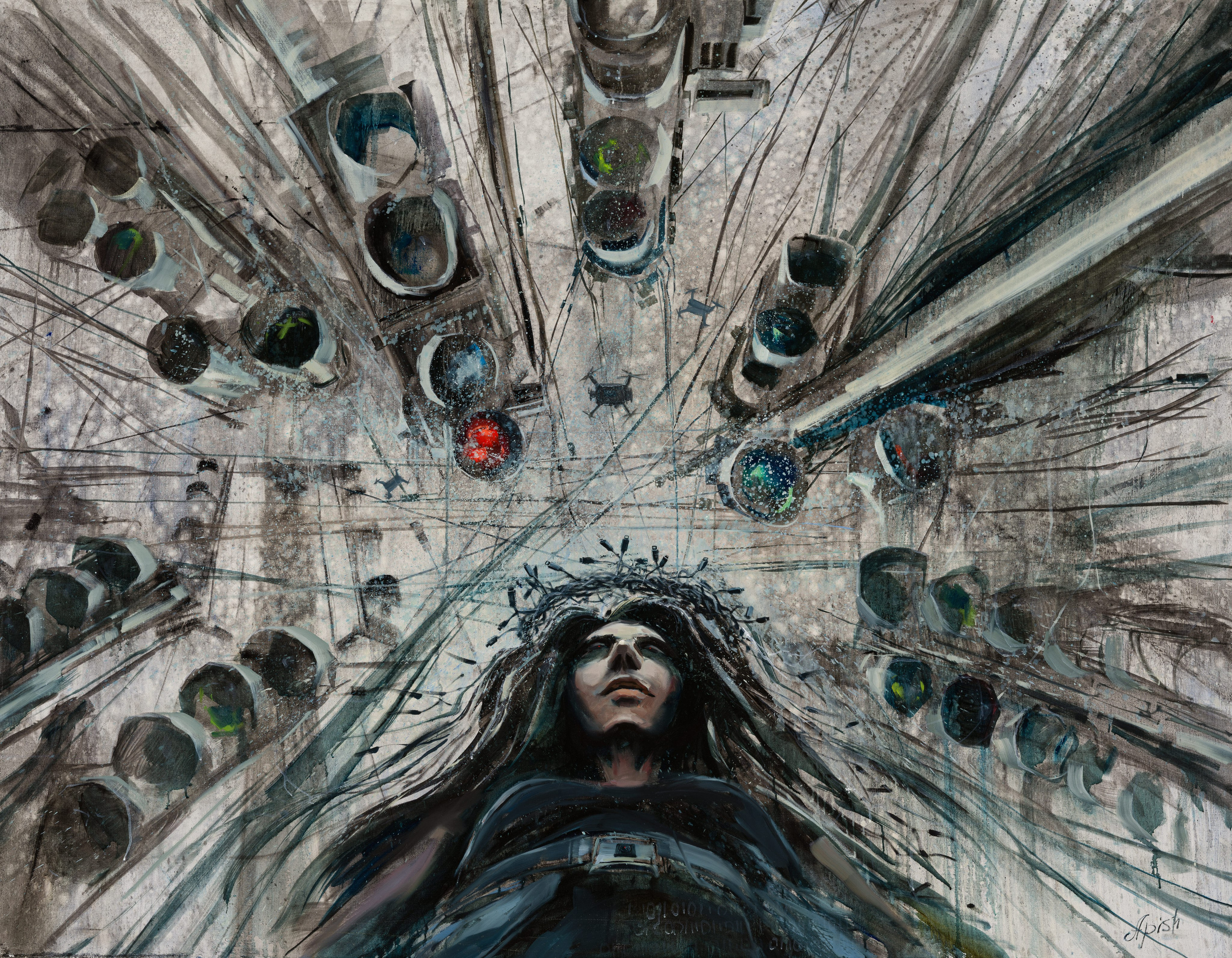 «Цифровая Мессия» - художник Алексей Апиш (холст, масло, 140x180 см, 2024)