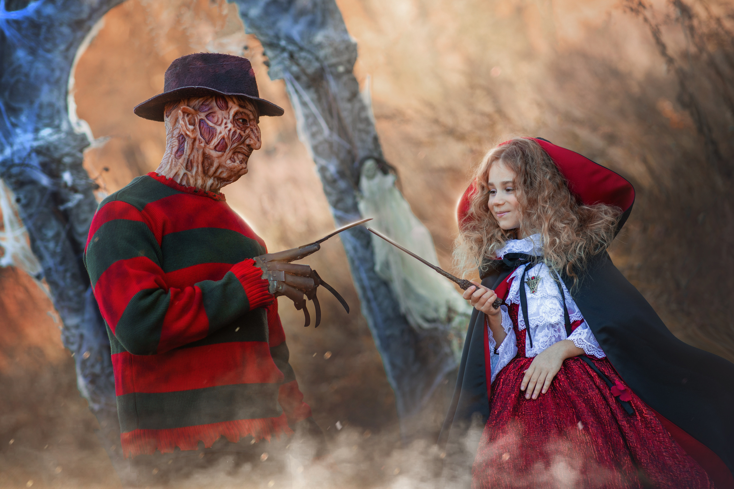 Хэллоуин Фреди Крюгер тыквы праздник вампиры hallowen фотосессия на Хэлуин нечисть принцесса Дракула