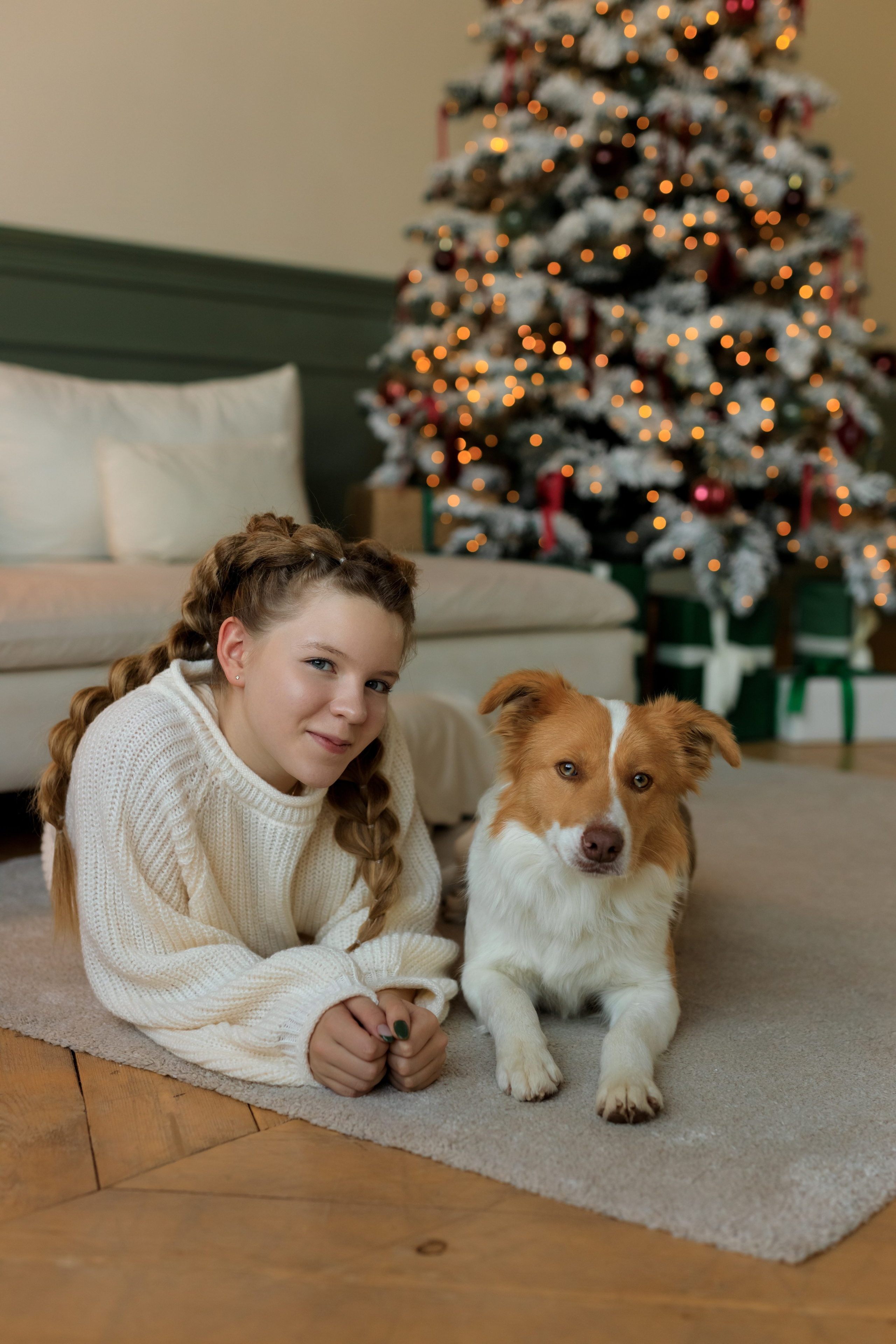 Девочка и собака (студийная). Семейный и детский фотограф в Краснодаре Элона Литвинова