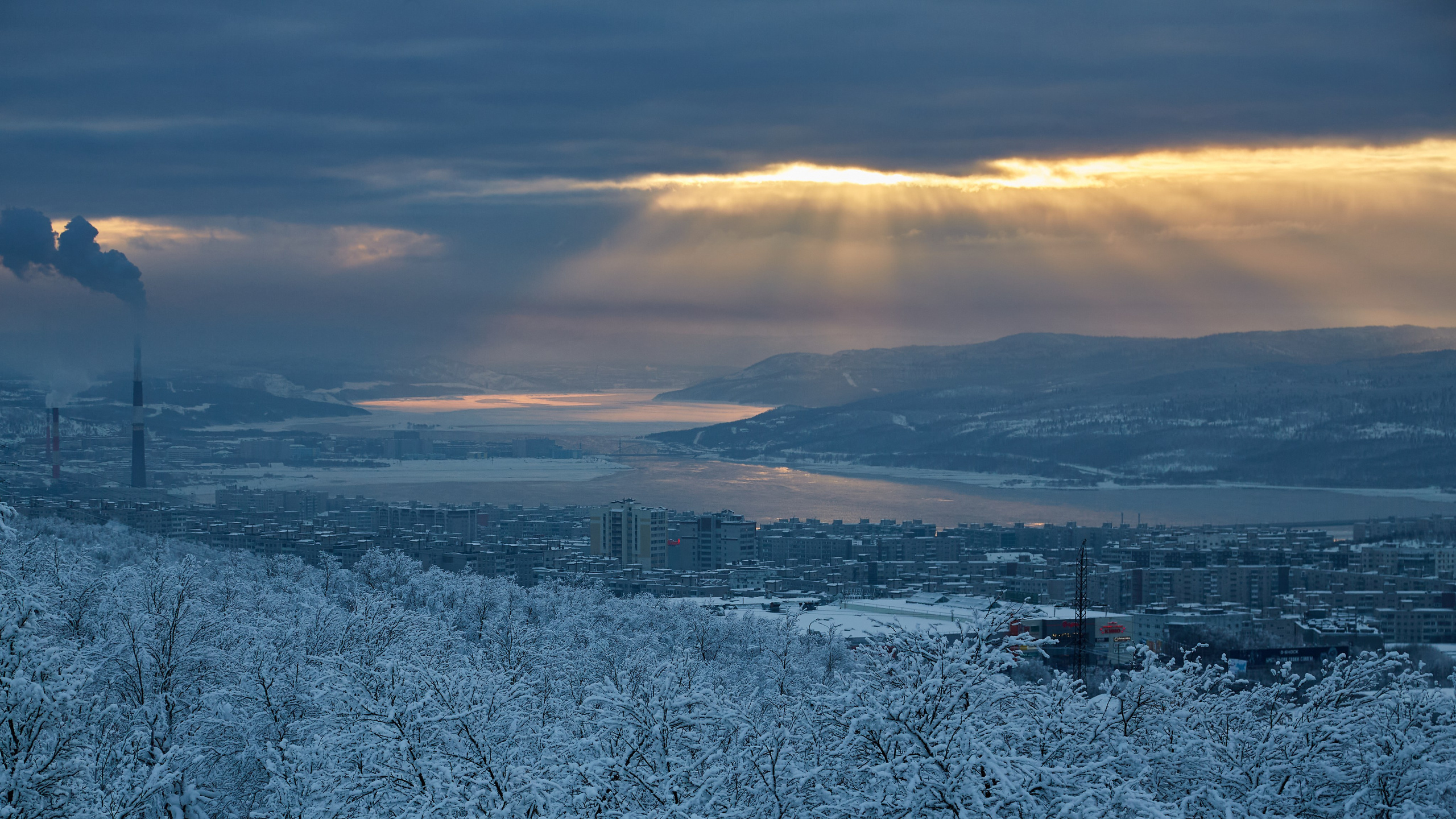 Зима. Пейзажи Крайнего Севера. Баренцево море, Рыбачий, Средний, Немецкий