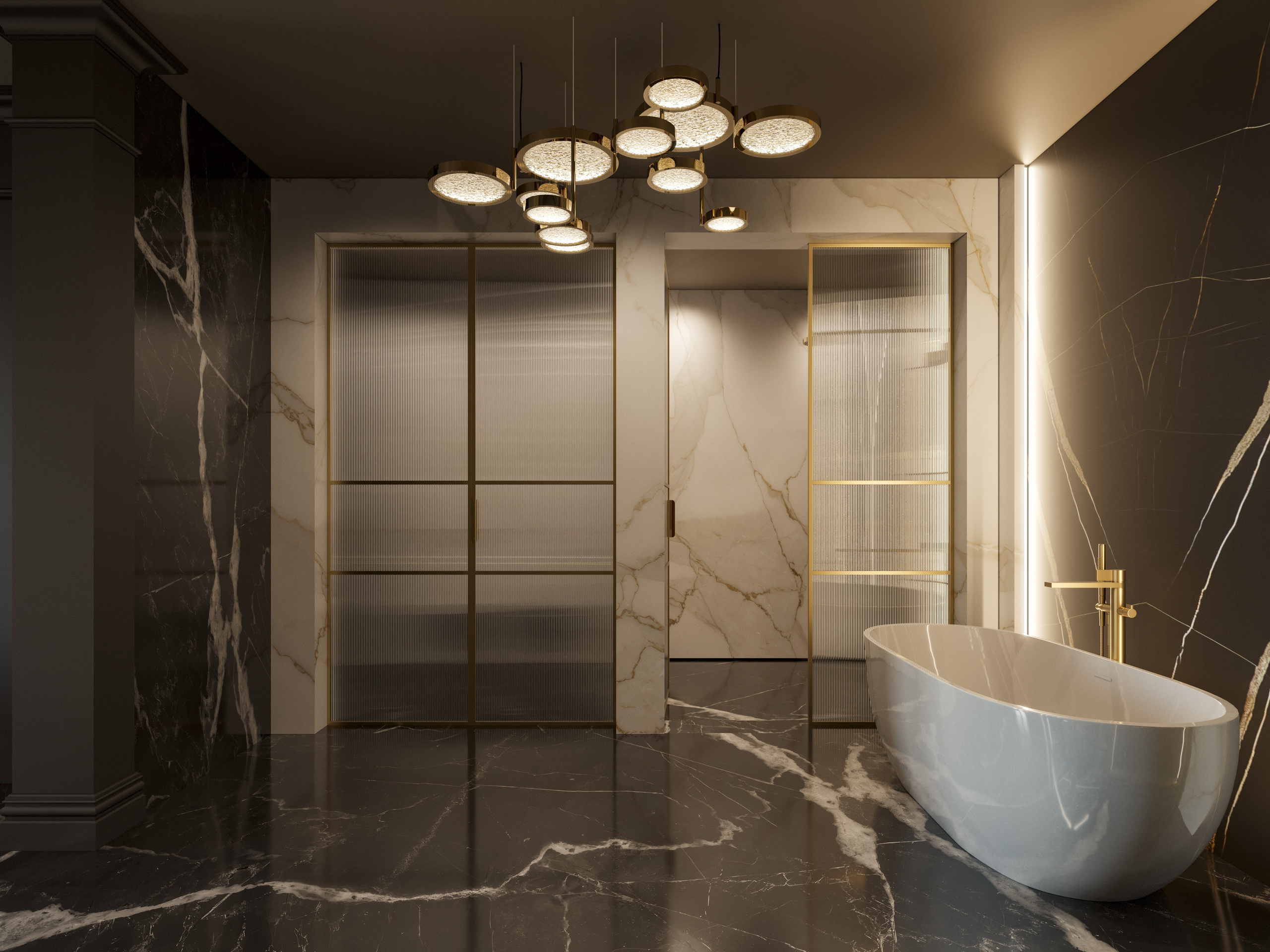 Подсветка гардеробной зоны и санузла из единой системы управления