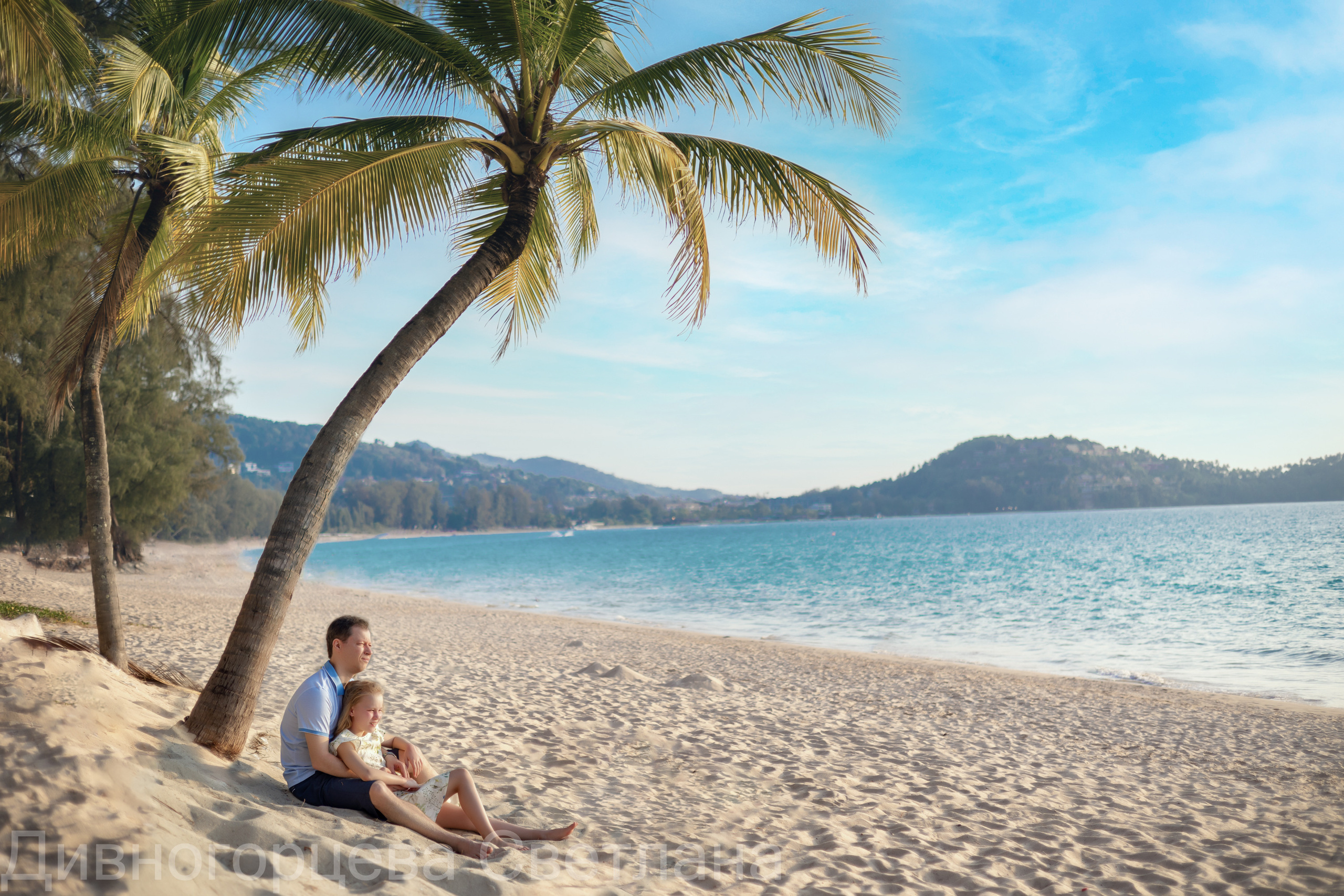Фотосессия на море. Пляж с пальмами, баунти.