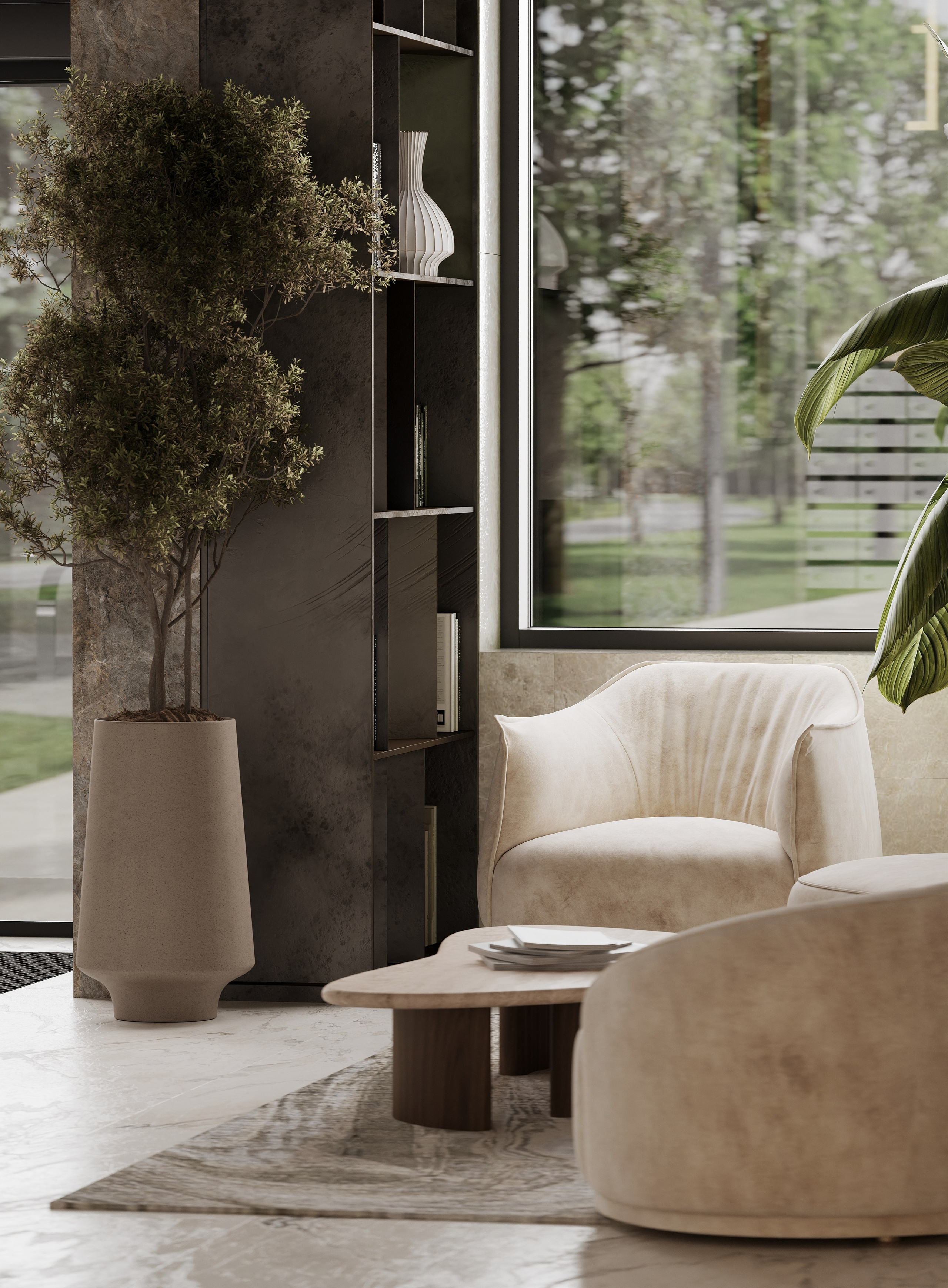 Визуализации Холла. Клубный дом «Отражение». Дизайнер Елена Дрожжина. 3d визуализатор интерьеров