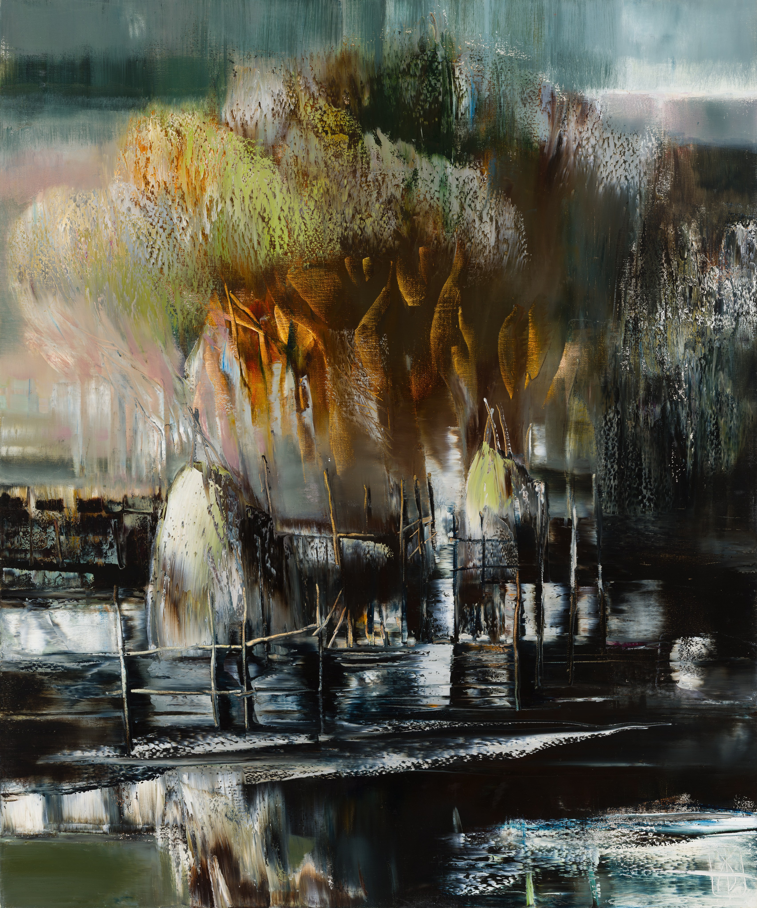 «Дождь. Стога» - диптих, правая часть - художник Лариса Блохина (холст, масло, 120x100 см, 2010-2018)