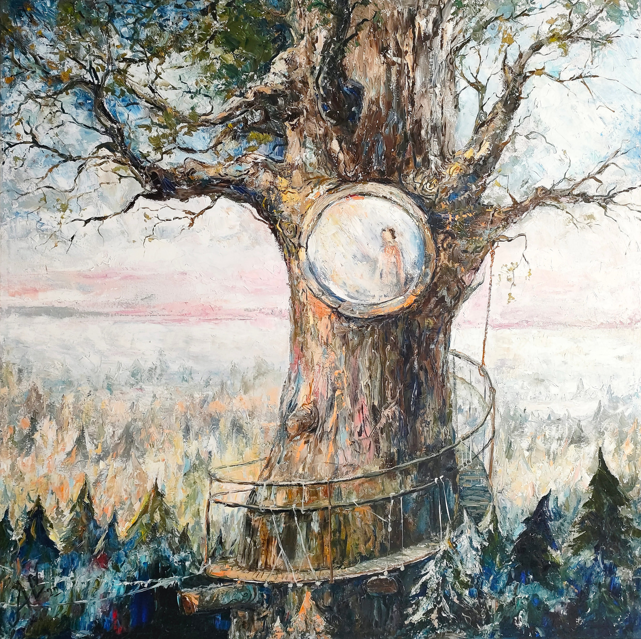 "Убежище", 120х120, холст/масло/мастихин, 2021-2022