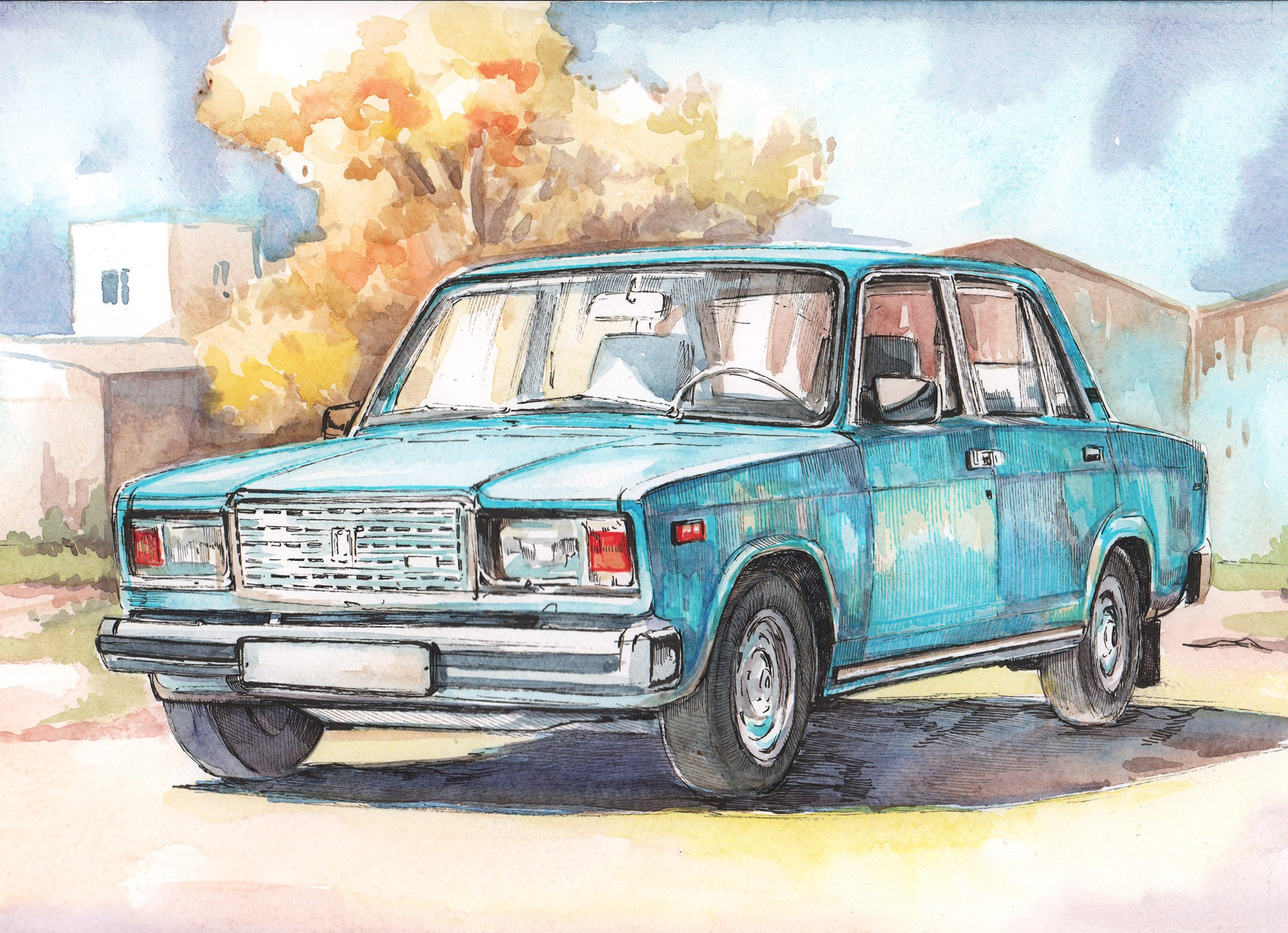 Легковые и грузовые автомашины СССР. Художник Александр Петрунин