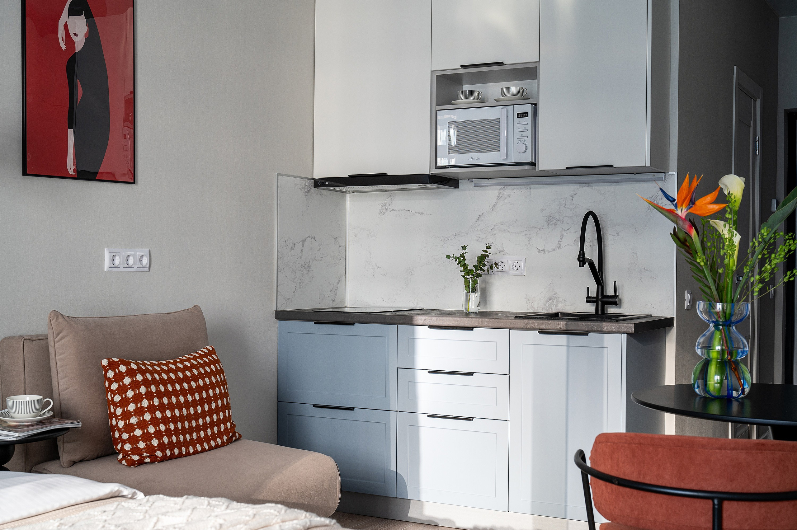 Комплектация студии 22 кв. м. ЖК «Кислород» для аренды. Хоумстейджинг в Сочи и Краснодарском крае