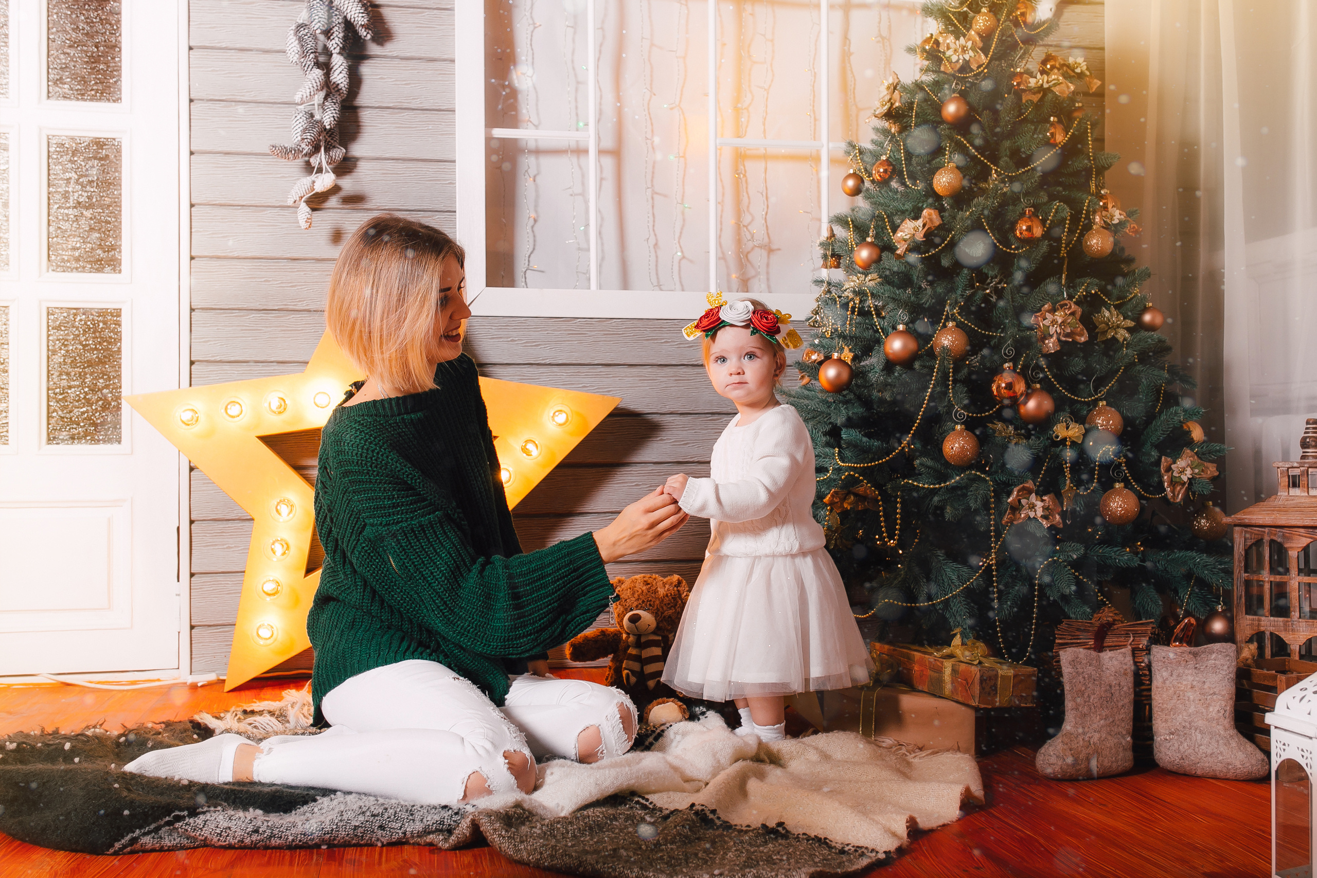 Новогодняя съёмка маленькой Евы и её мамы. Свадебный и семейный фотограф Витебск, Минск, Андрей Павлов
