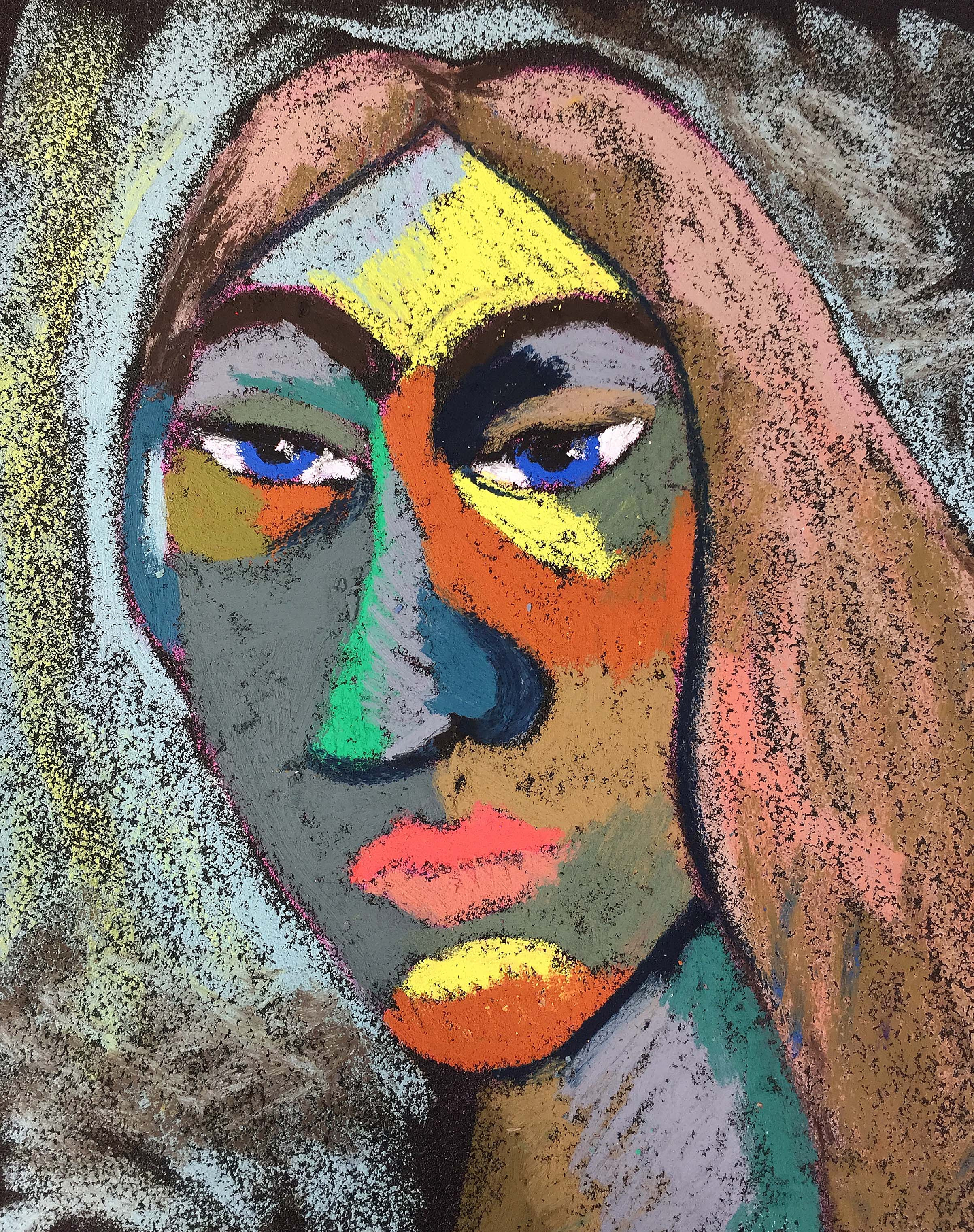 Title: Thought Material: Oil pastel, paper Size: 28 x 23 cm