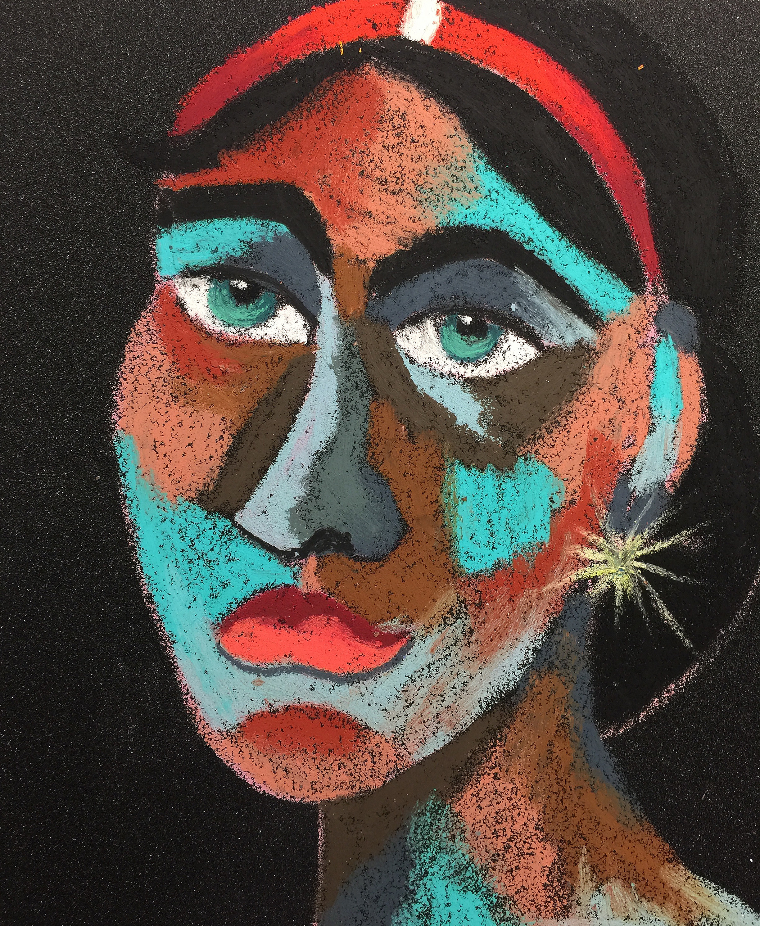 Title: Jasmine Material: Oil pastel, sandpaper Size: 28 x 23 cm