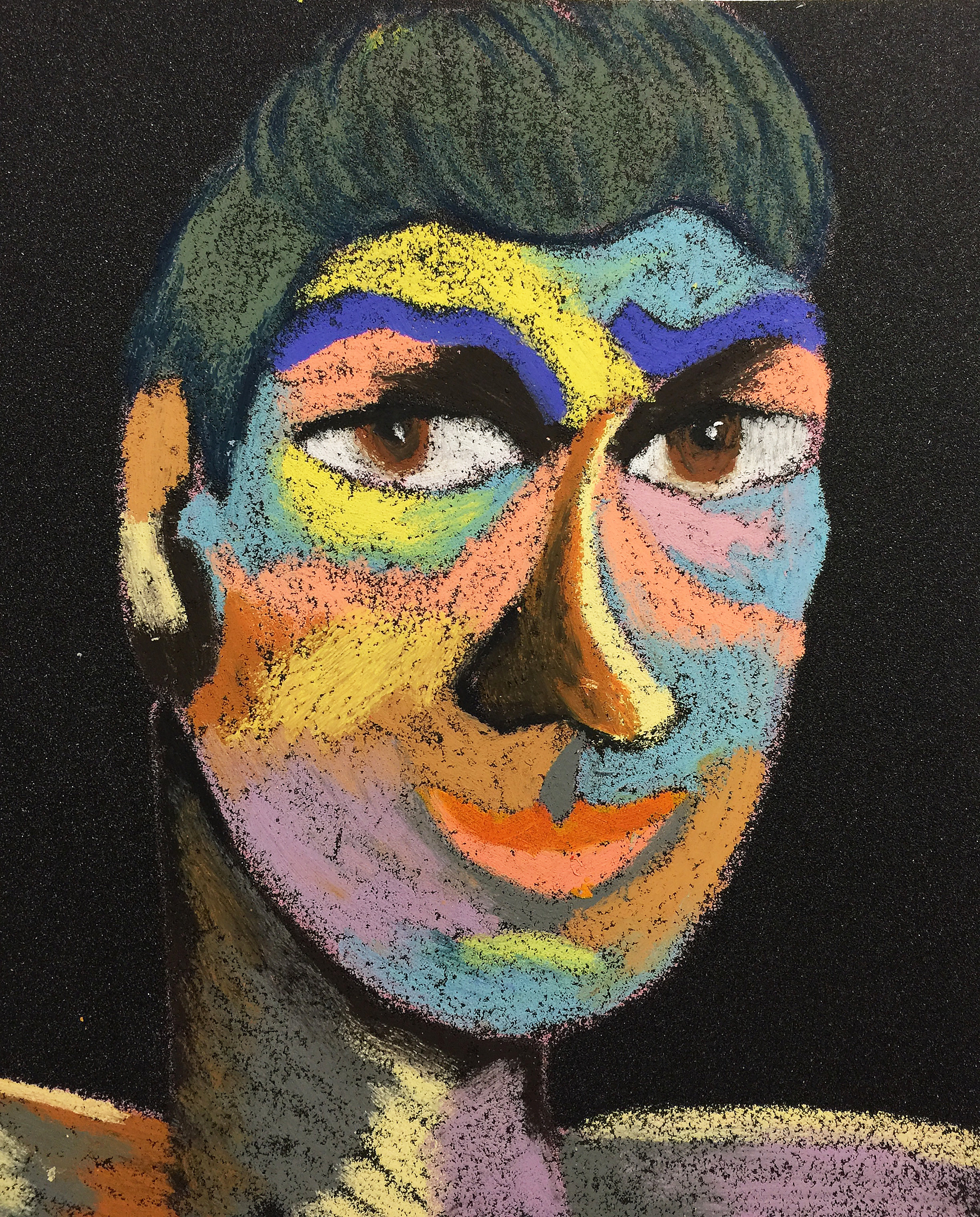 Title: Skillful Musician Material: Oil pastel, sandpaper Size: 28 x 23 cm