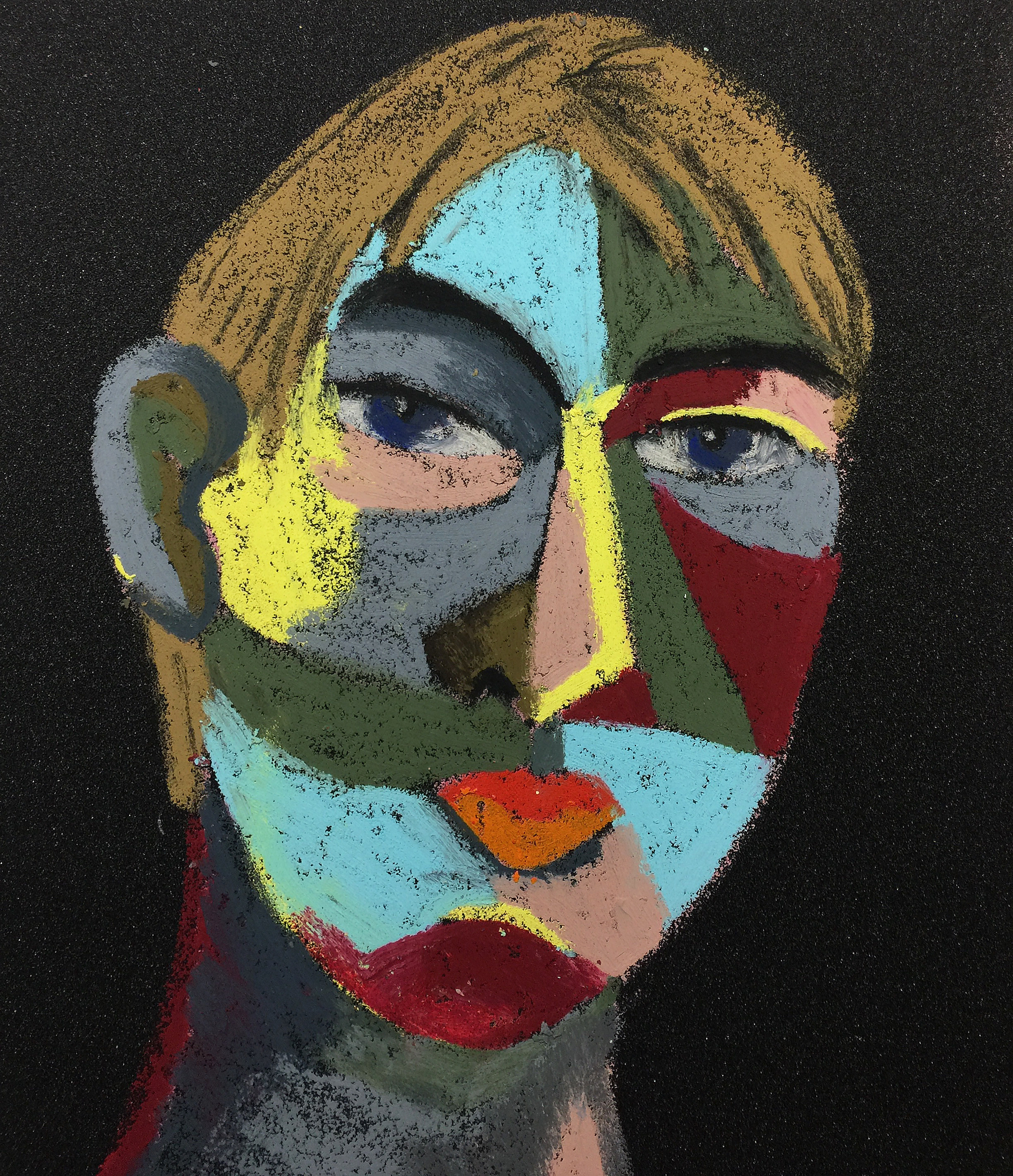 Title: "Border Patrol" Material: Oil pastel, sandpaper Size: 28 x 23 cm