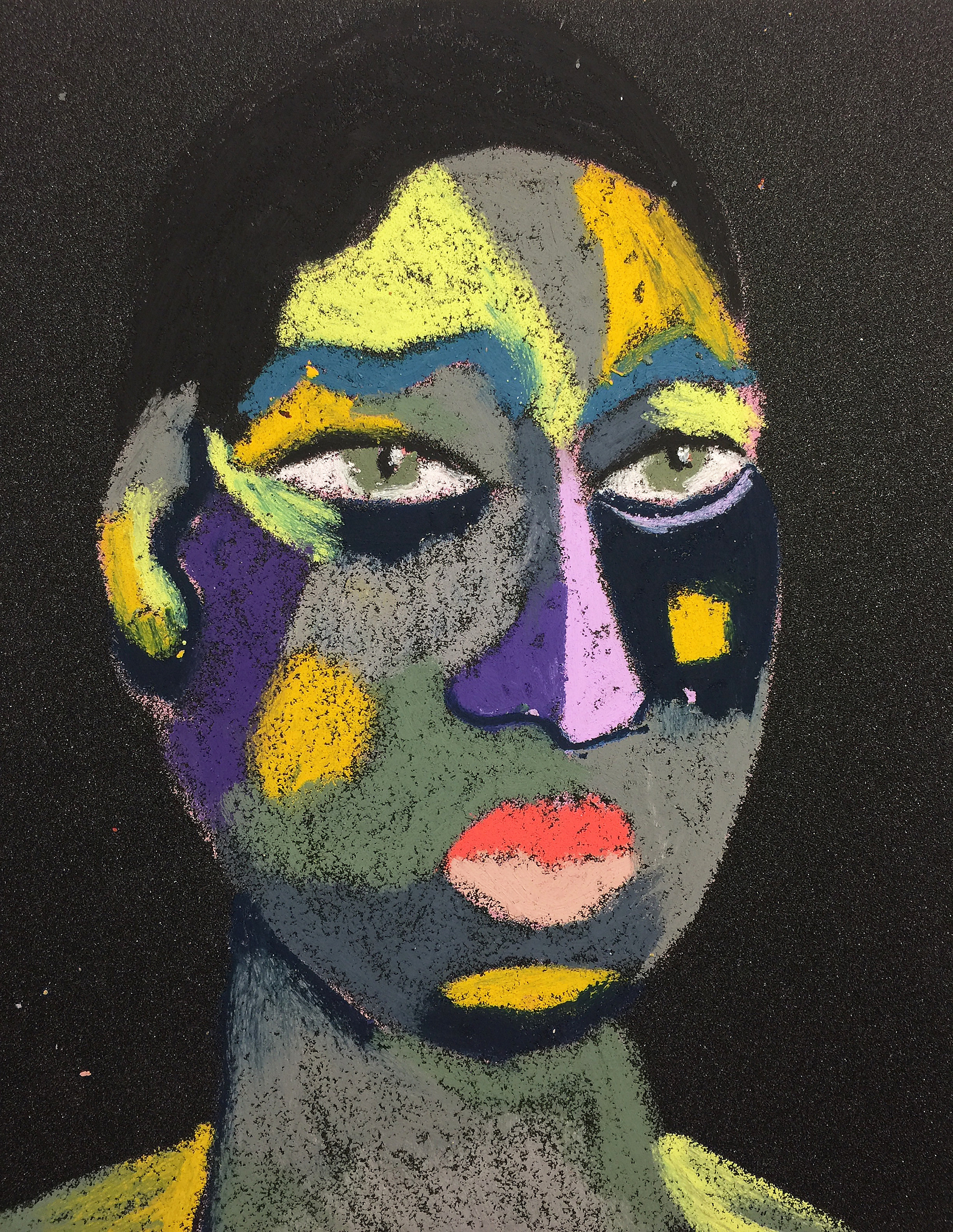 Title: "After the Carousel" Material: Oil pastel, sandpaper Size: 28 x 23 cm