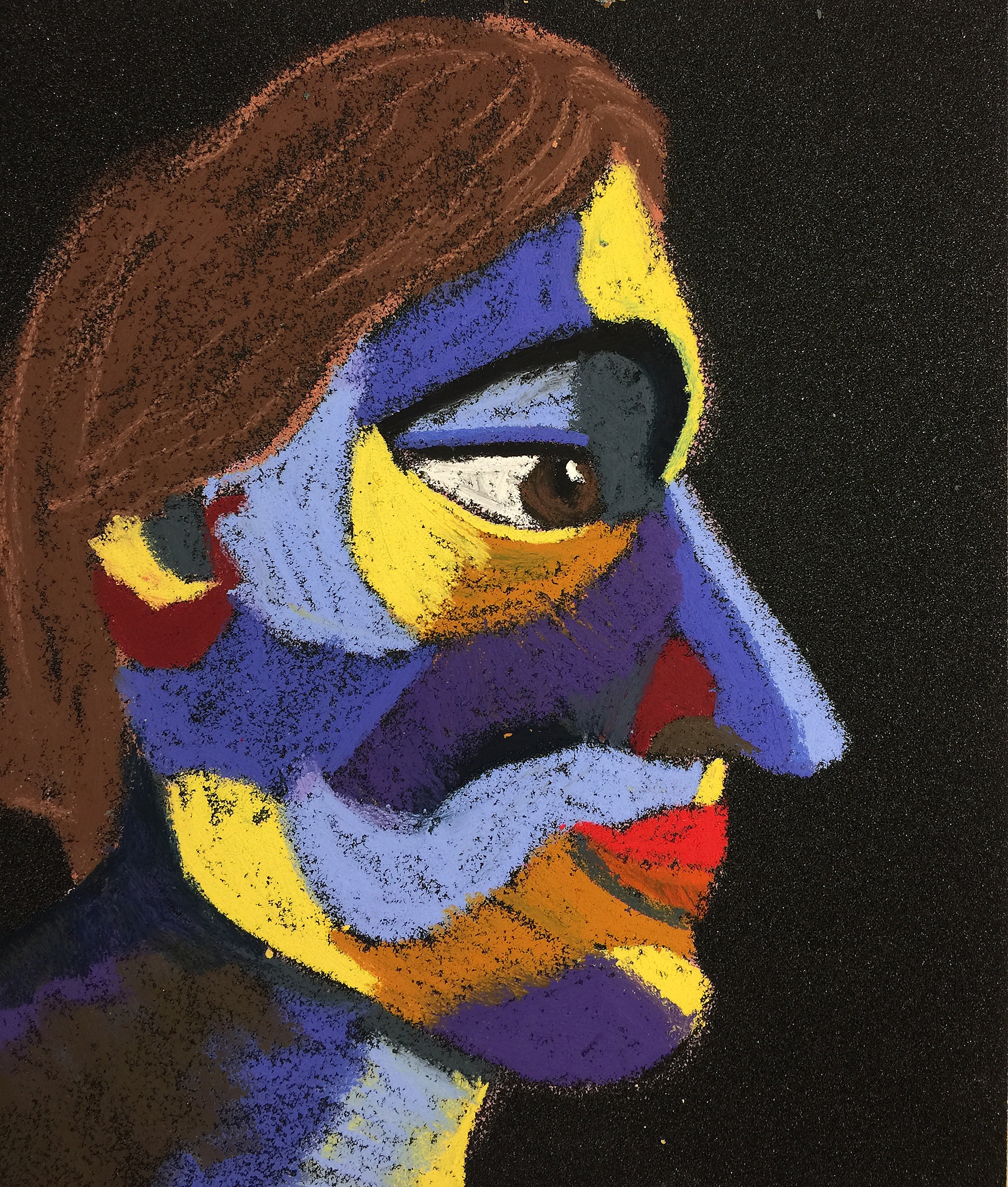 Title: "The Robber" Material: Oil pastel, sandpaper Size: 28 x 23 cm