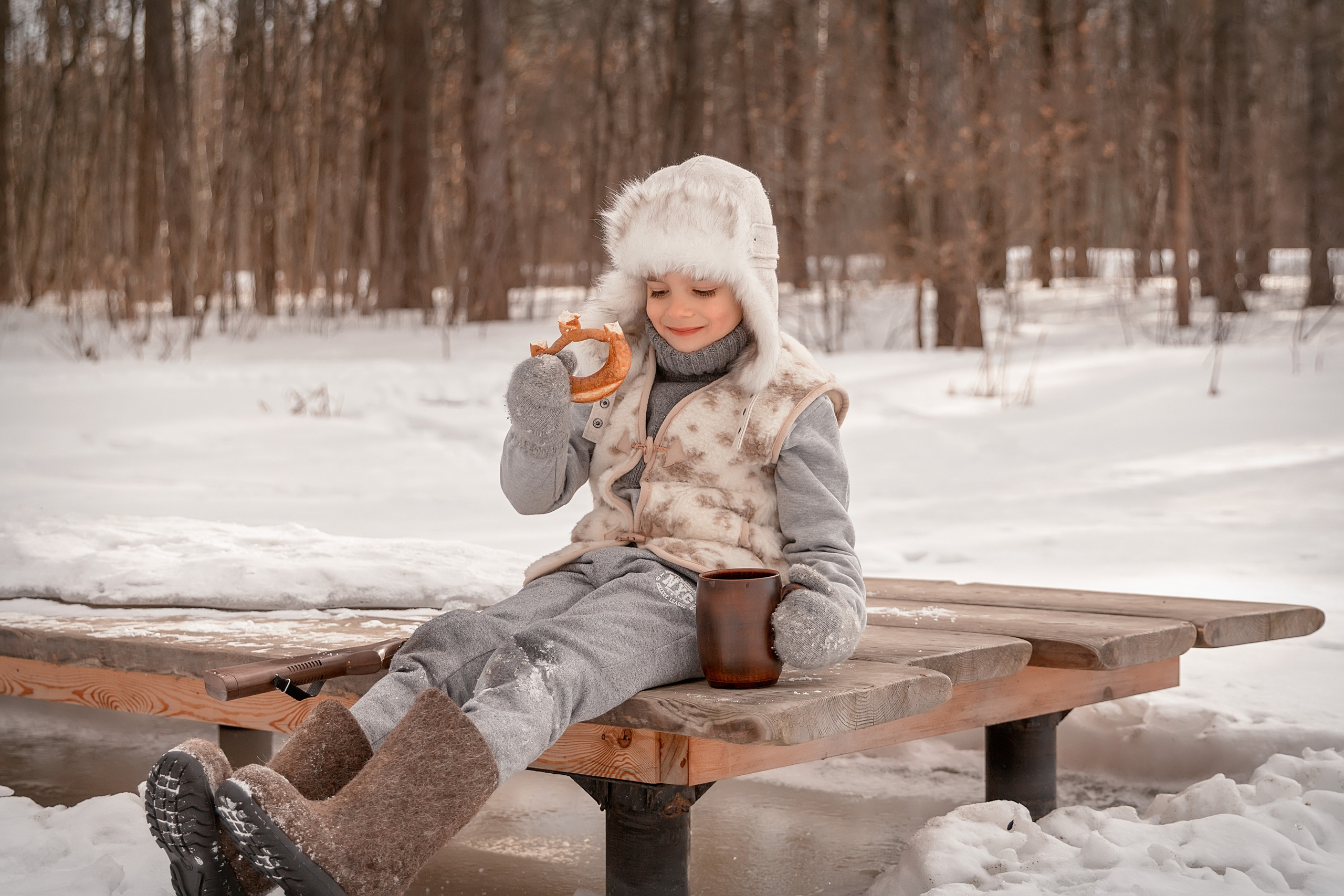 Зимняя прогулка в Мещерском лесу. Семейный и детский фотограф в Москве Екатерина Лебедева