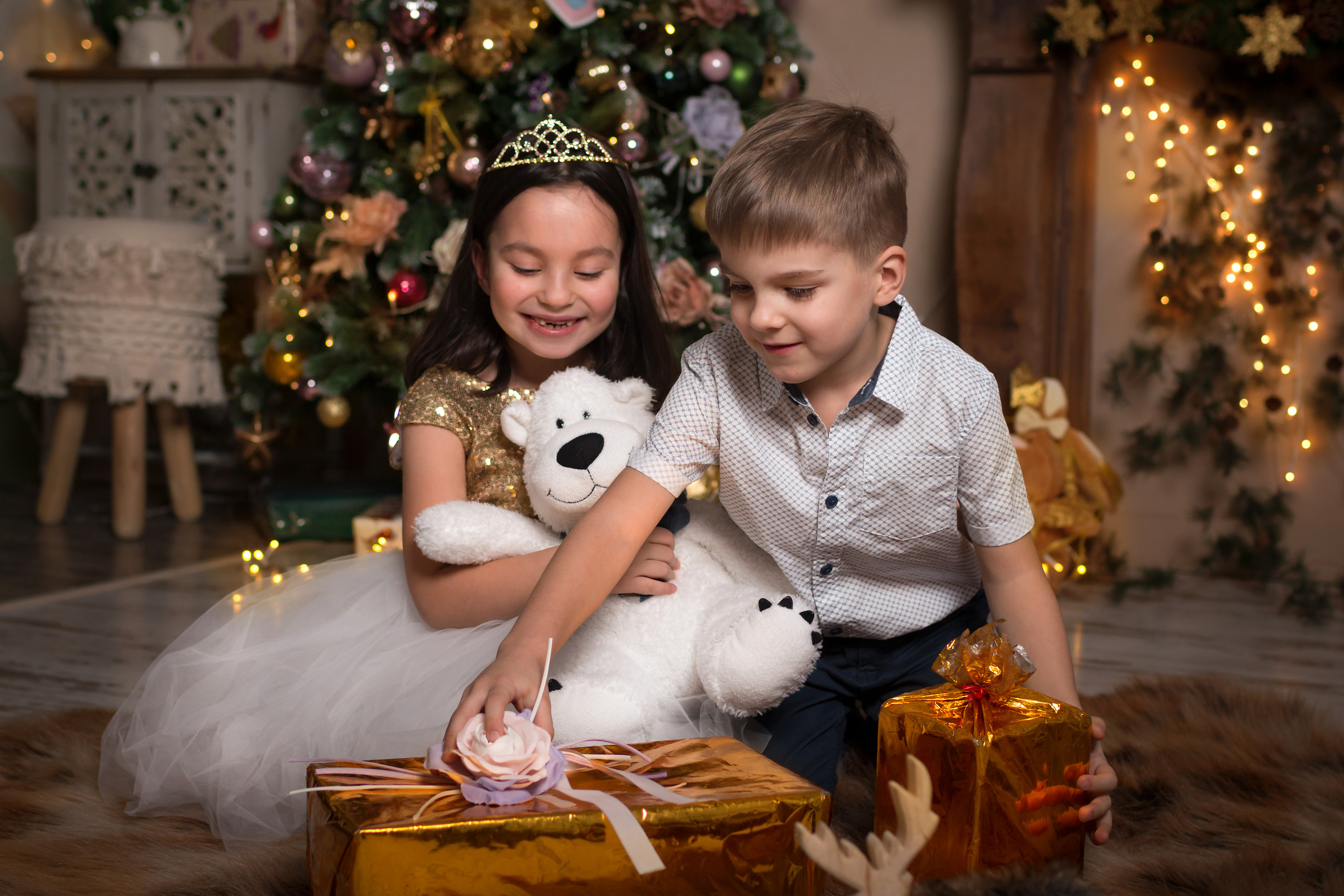 Студийная новогодняя фотосессия с детьми. Семейный и детский фотограф в Москве Екатерина Лебедева
