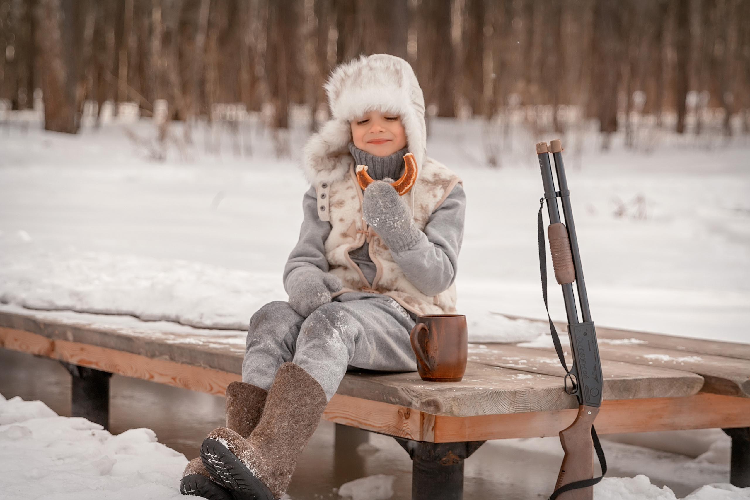 Зимняя прогулка в Мещерском лесу. Семейный и детский фотограф в Москве Екатерина Лебедева