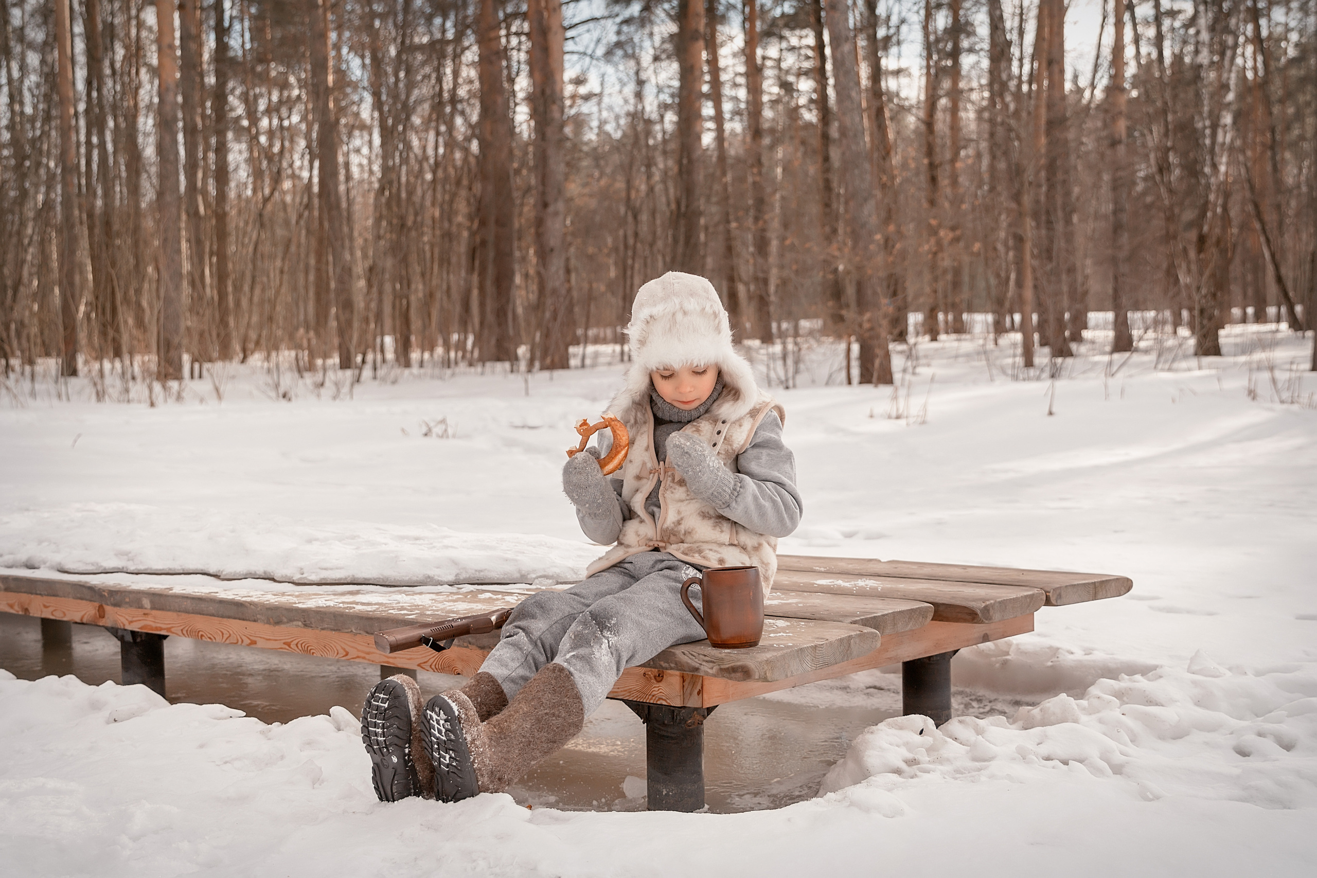 Зимняя прогулка в Мещерском лесу. Семейный и детский фотограф в Москве Екатерина Лебедева
