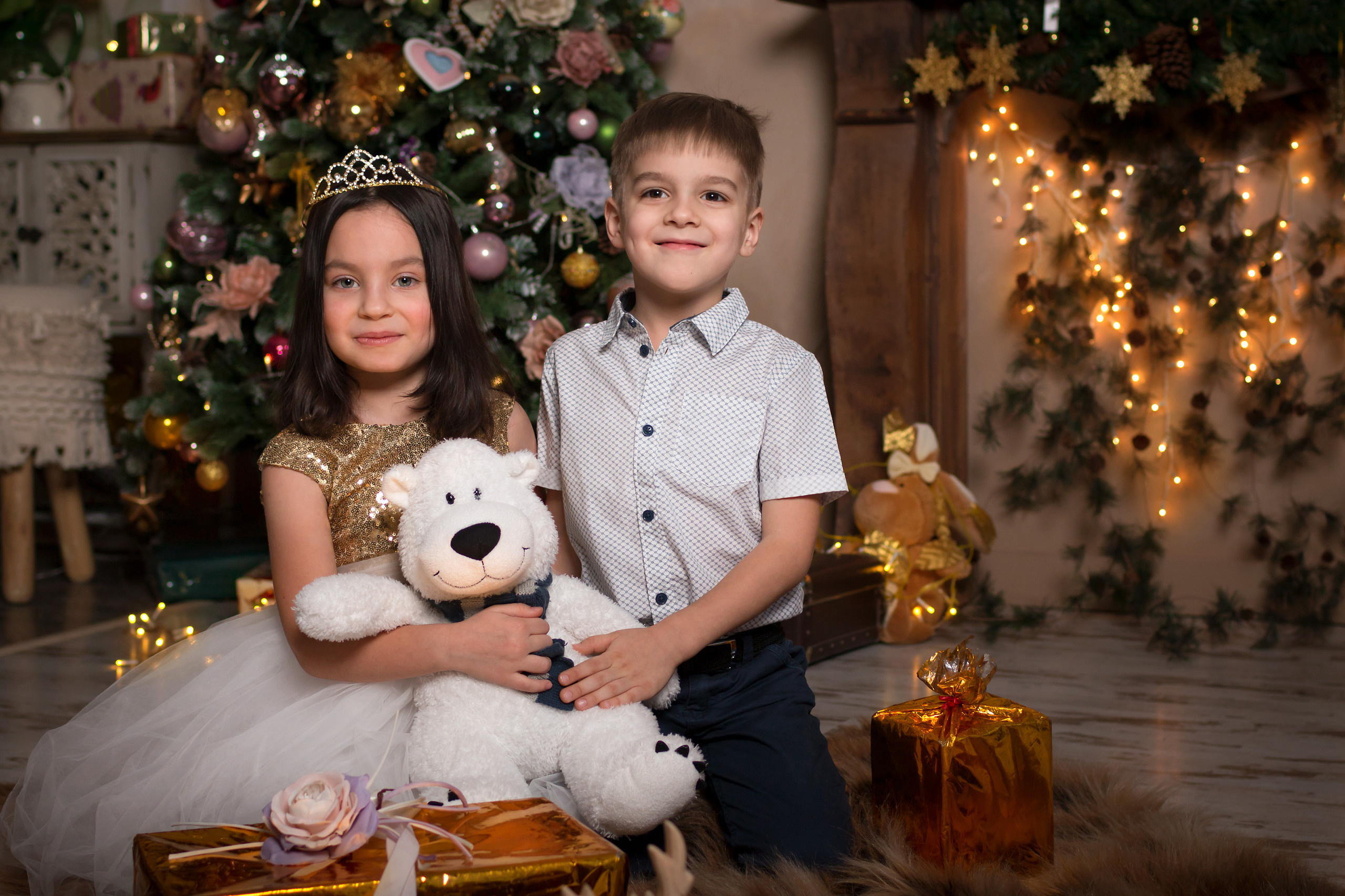 Студийная новогодняя фотосессия с детьми. Семейный и детский фотограф в Москве Екатерина Лебедева