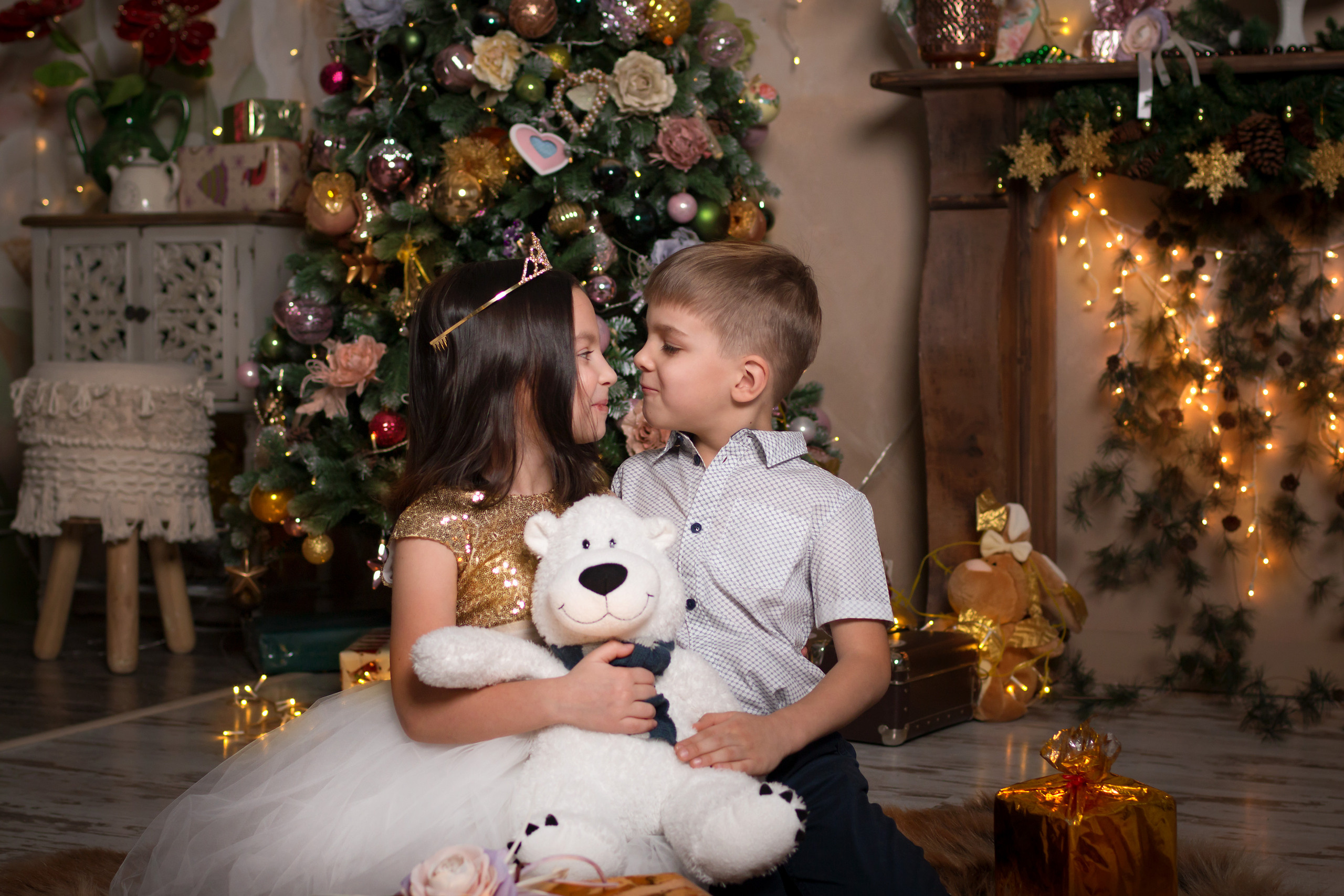 Студийная новогодняя фотосессия с детьми. Семейный и детский фотограф в Москве Екатерина Лебедева