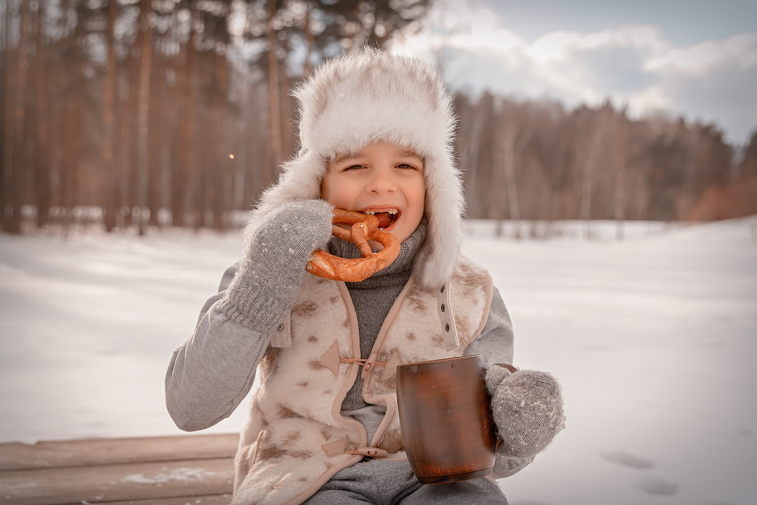 Зимняя прогулка в Мещерском лесу. Семейный и детский фотограф в Москве Екатерина Лебедева