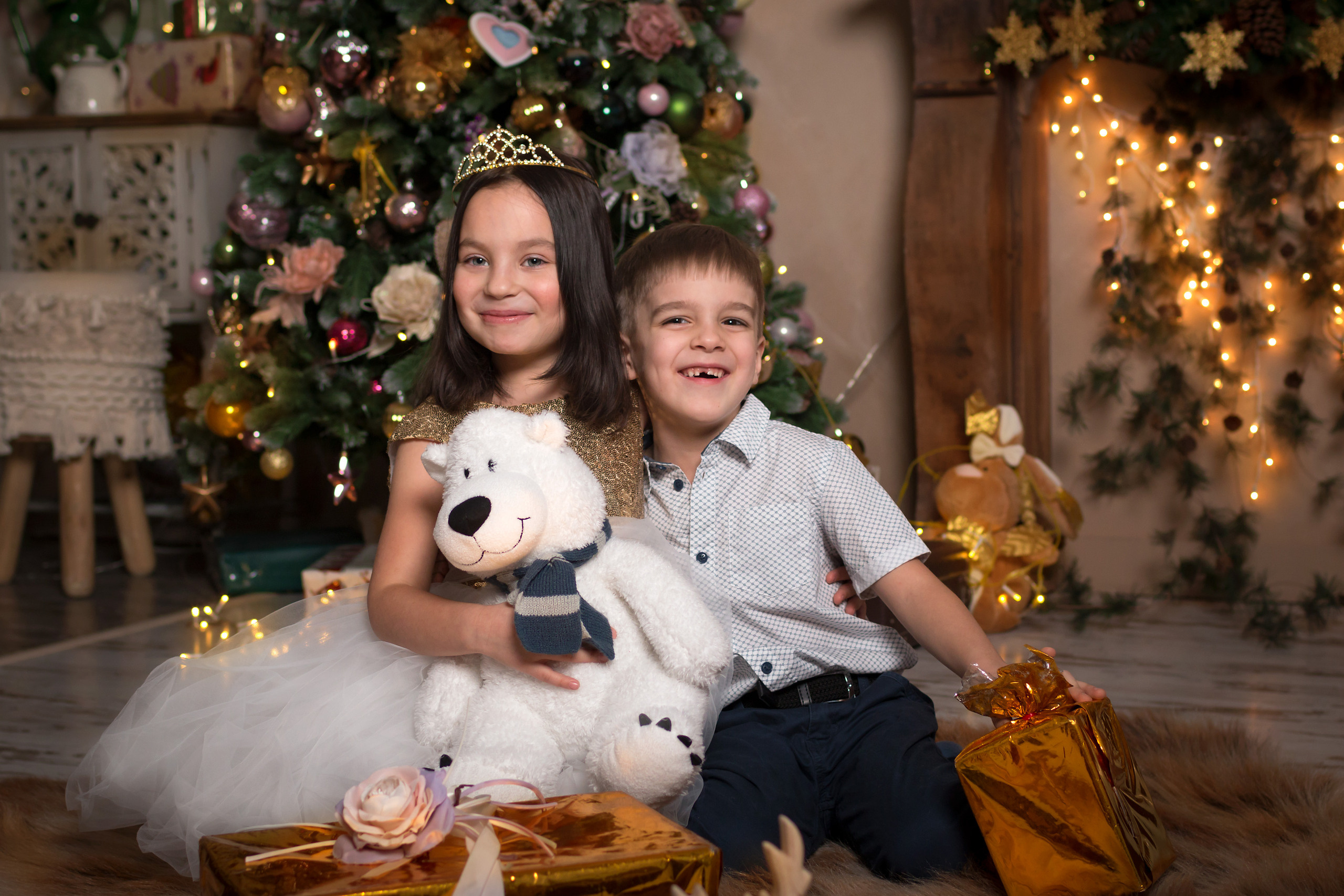 Студийная новогодняя фотосессия с детьми. Семейный и детский фотограф в Москве Екатерина Лебедева