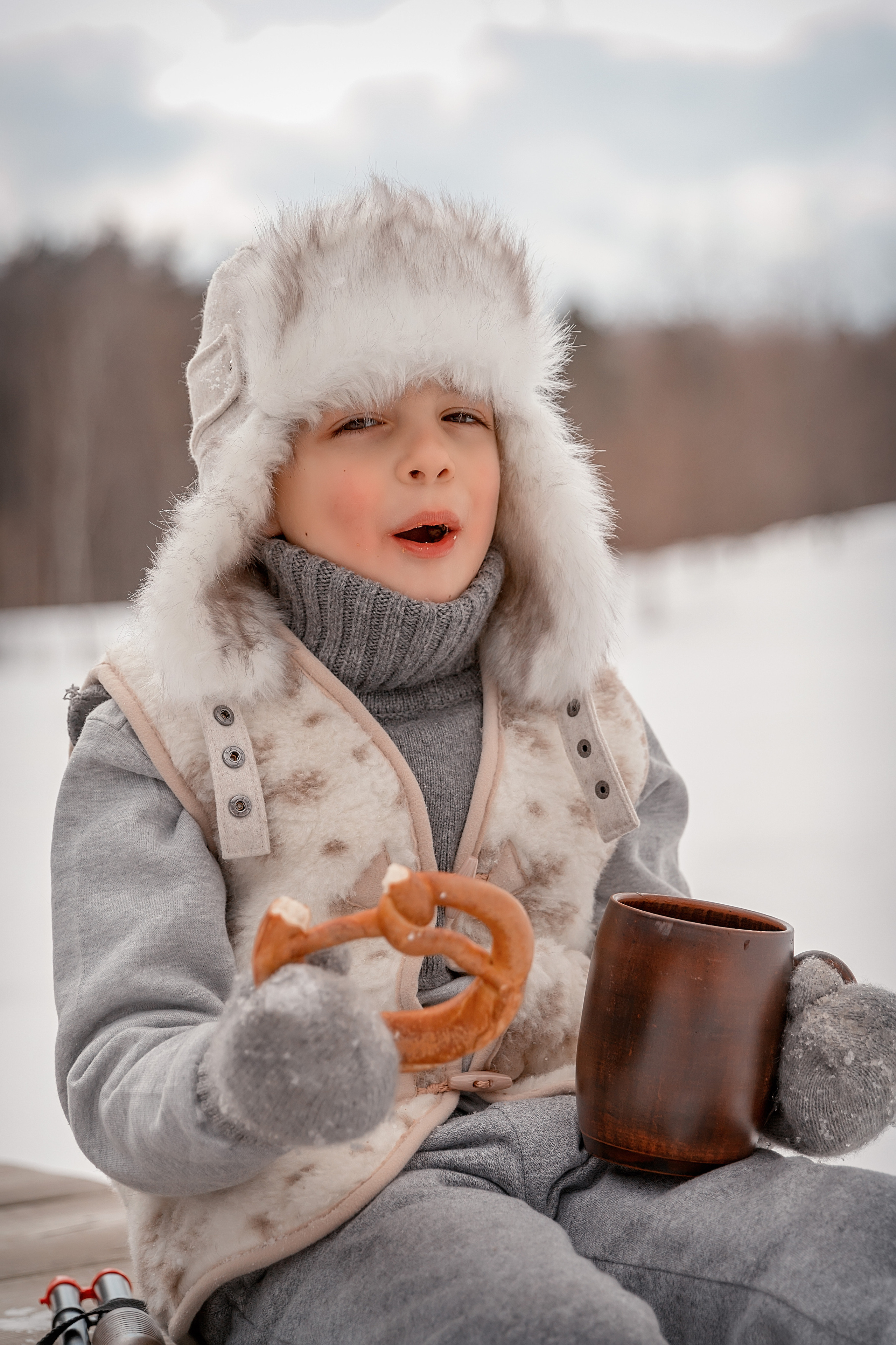 Зимняя прогулка в Мещерском лесу. Семейный и детский фотограф в Москве Екатерина Лебедева