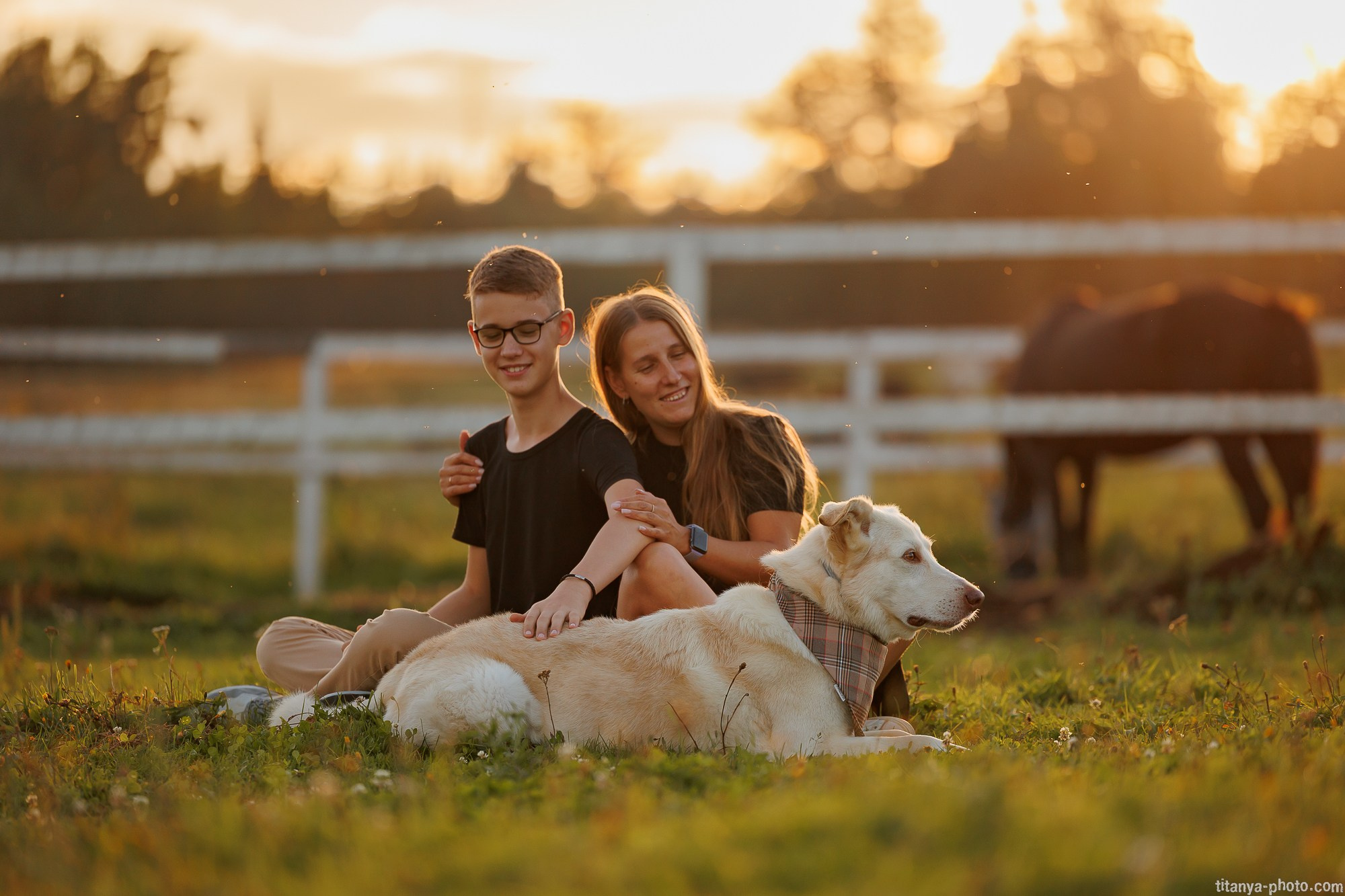 Закатная семейная фотосессия: про Настю и её дружную семью. Фотограф собак, фотограф-анималист Аня Титова (Titanya). Москва