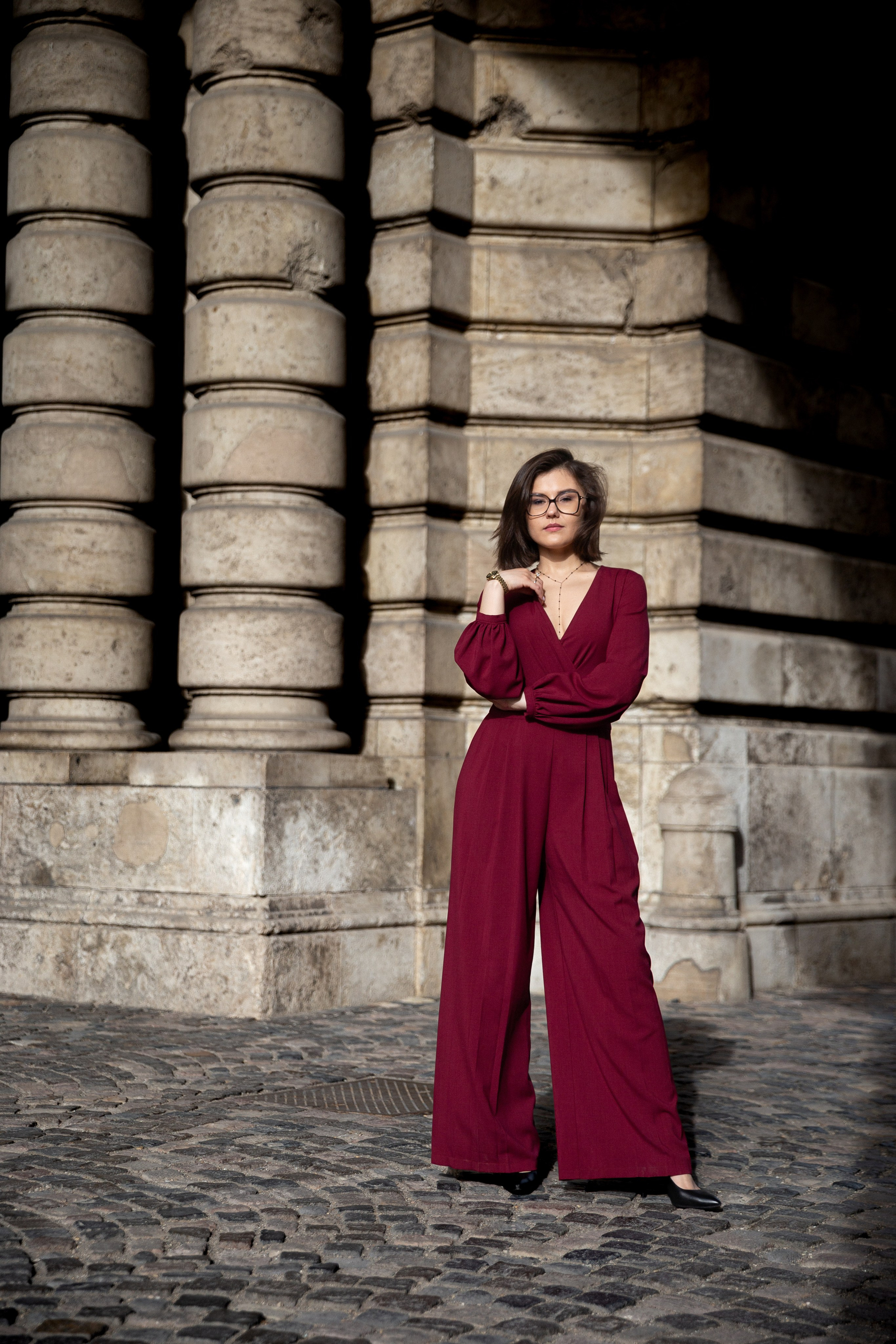 a full-length photo of a girl at Buda Castle in Budapest