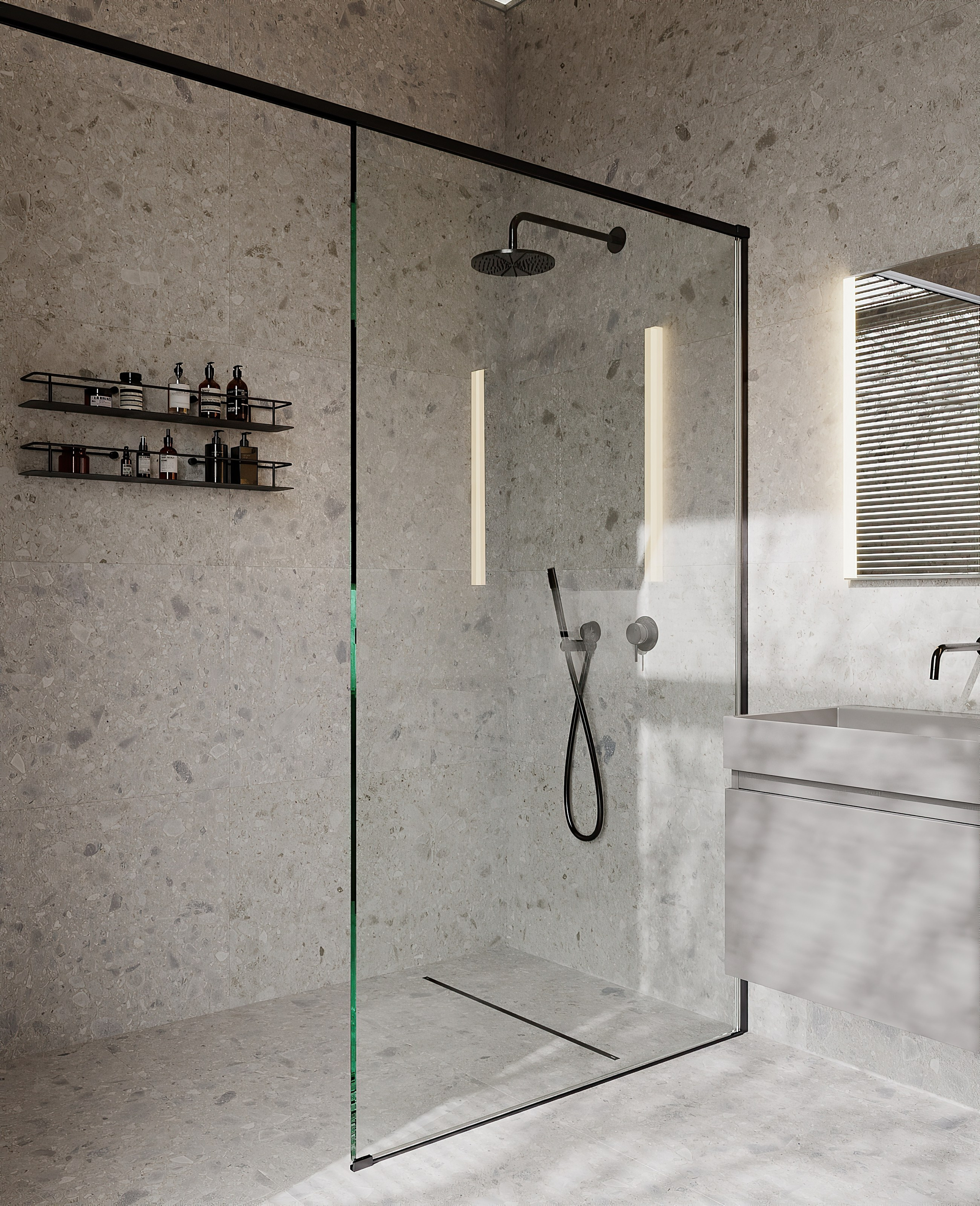 Серый санузел по проекту Мартыновой Н. и Бородиной Е. Визуализатор Векшина Елена