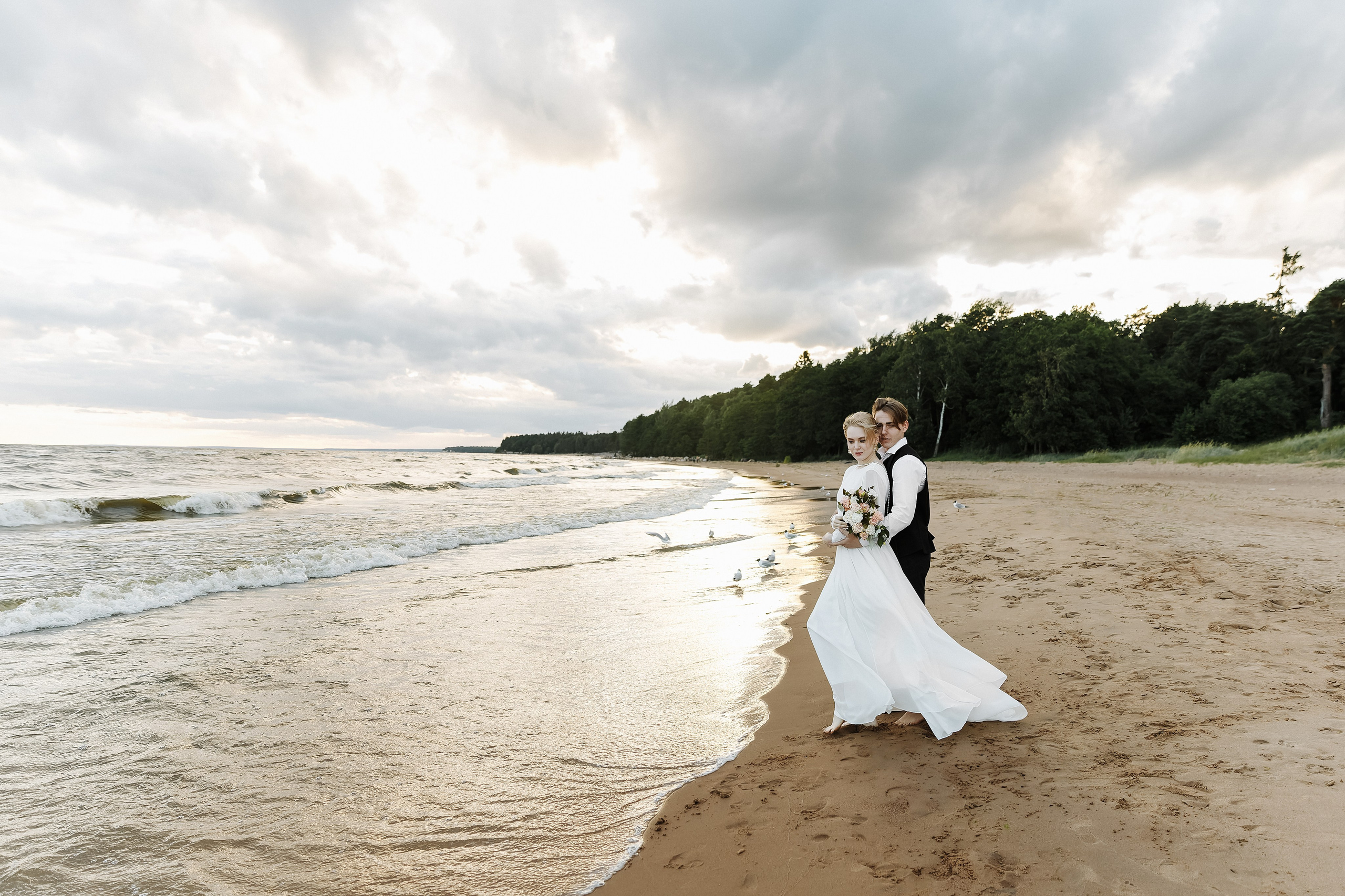 Яна и Давид — свадебная фтосессия на заливе. Свадебный и портретный фотограф в Санкт-Петербурге Анна Демьянова