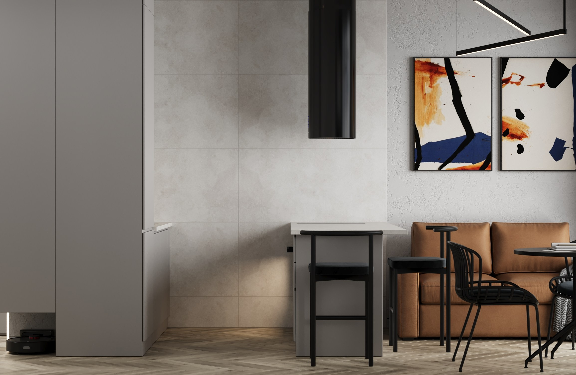 Визуализация квартиры для молодого человека UNO. Головинские пруды. Москва 40 m². Заказать 3d визуализацию интерьеров — Дарья Веденёва