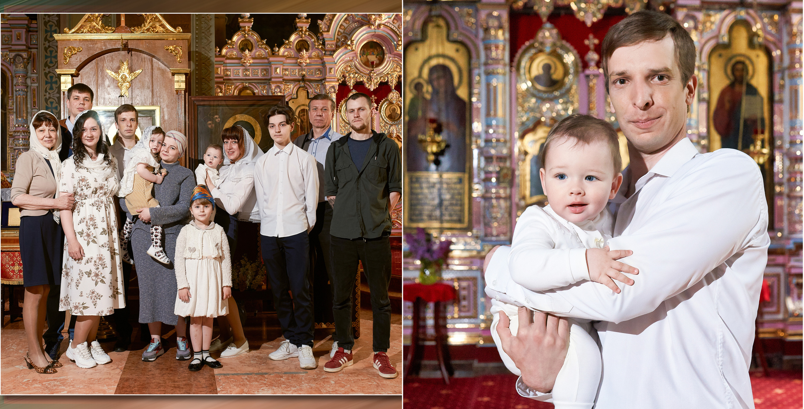 Крестины в церкви. разворот фотокниги посвященной крещению ребенка в церкви