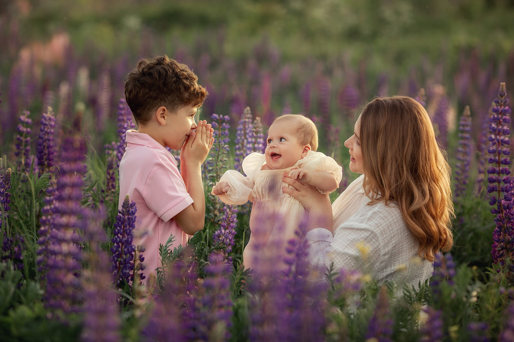 Красивая семейная съемка в люпиновом поле. Tatyana Nadezhdina Family photographer