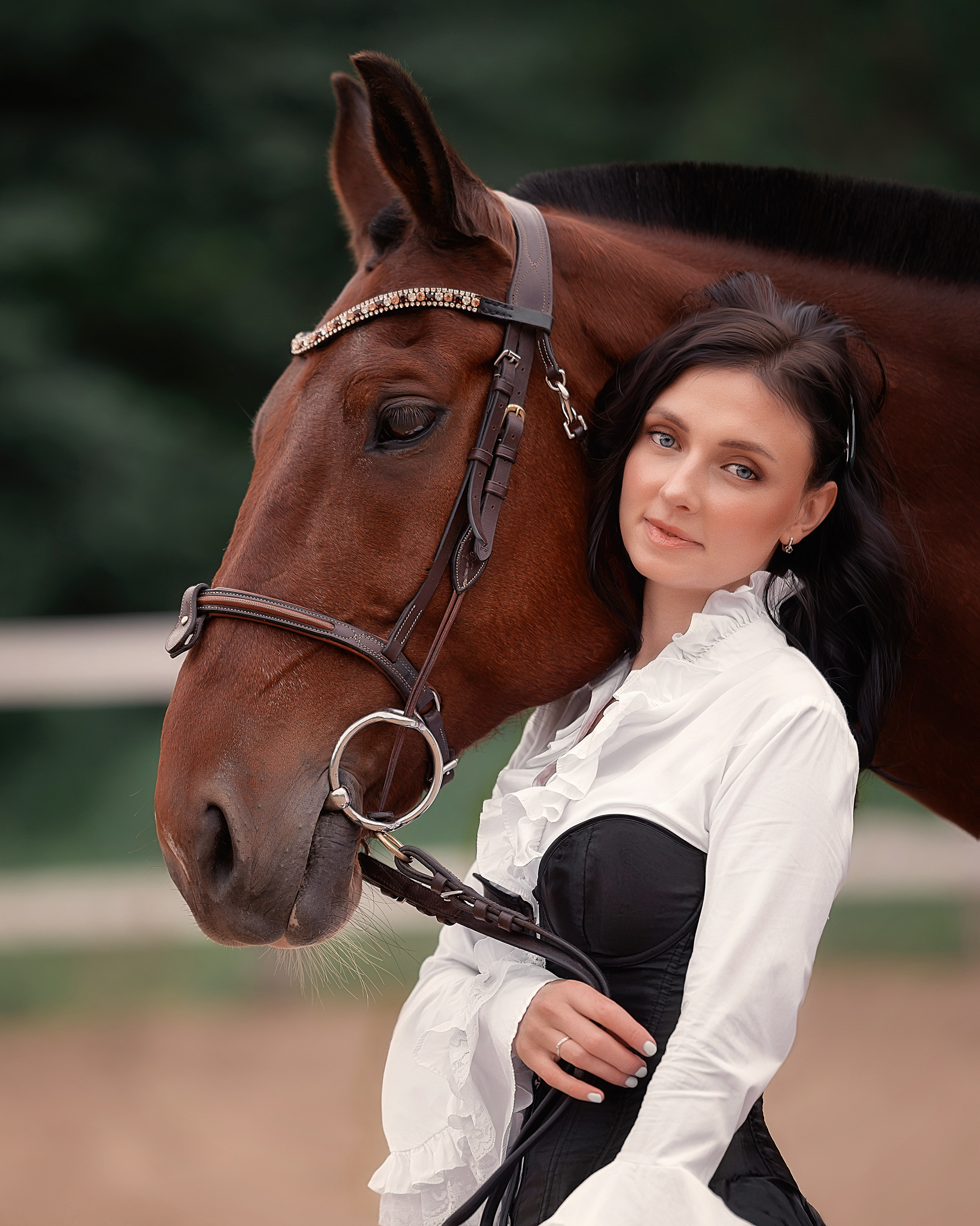 Женский портрет с лошадью. Фотограф Кочнова Диана город Владивосток