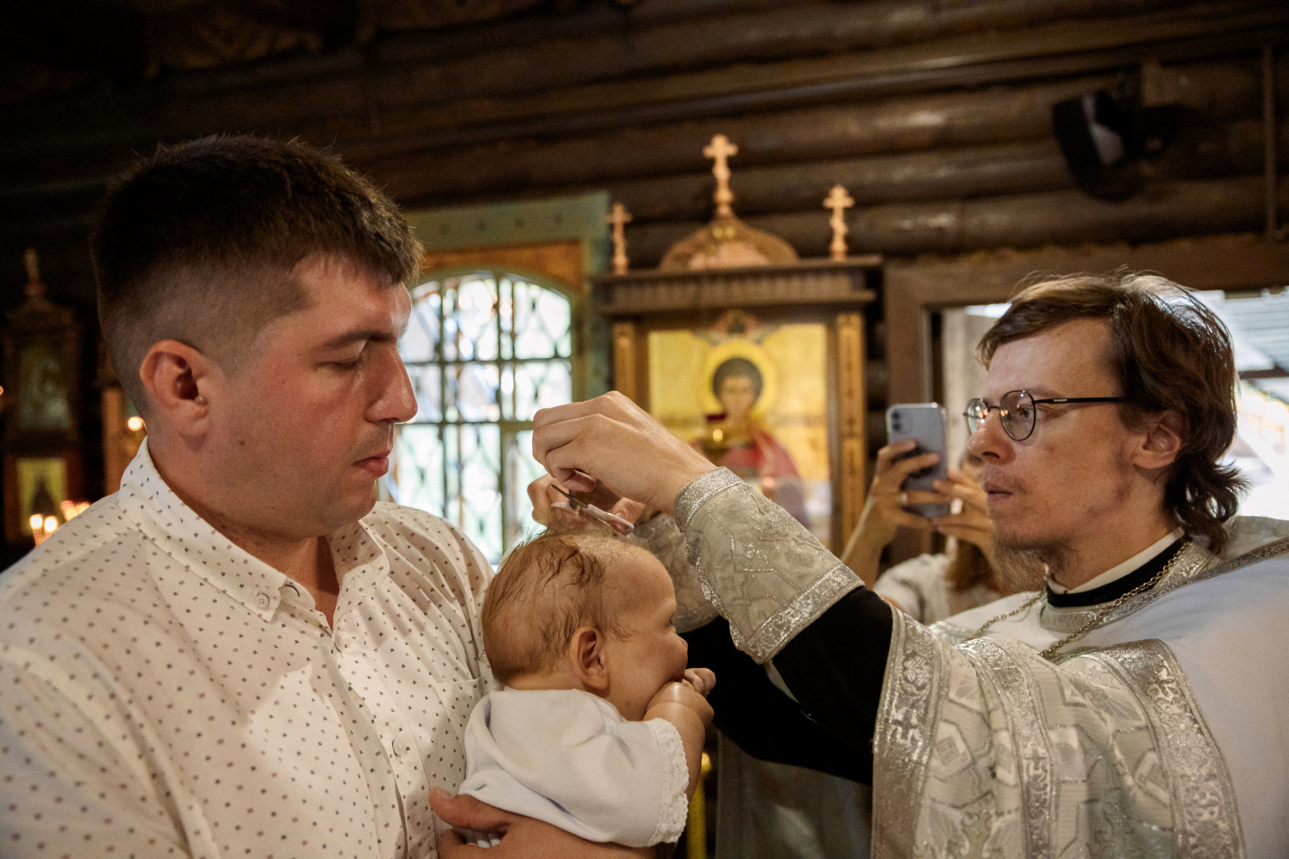 Таинство Крещения Макара. Семьи, портреты, школьные съемки. Фотограф Лагутина Елена. Москва