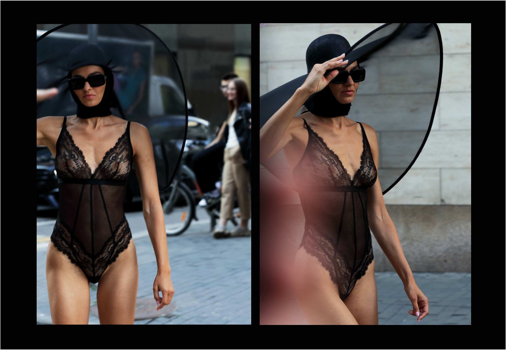 fashion insider portrait, lingerie "Melle", street shooting