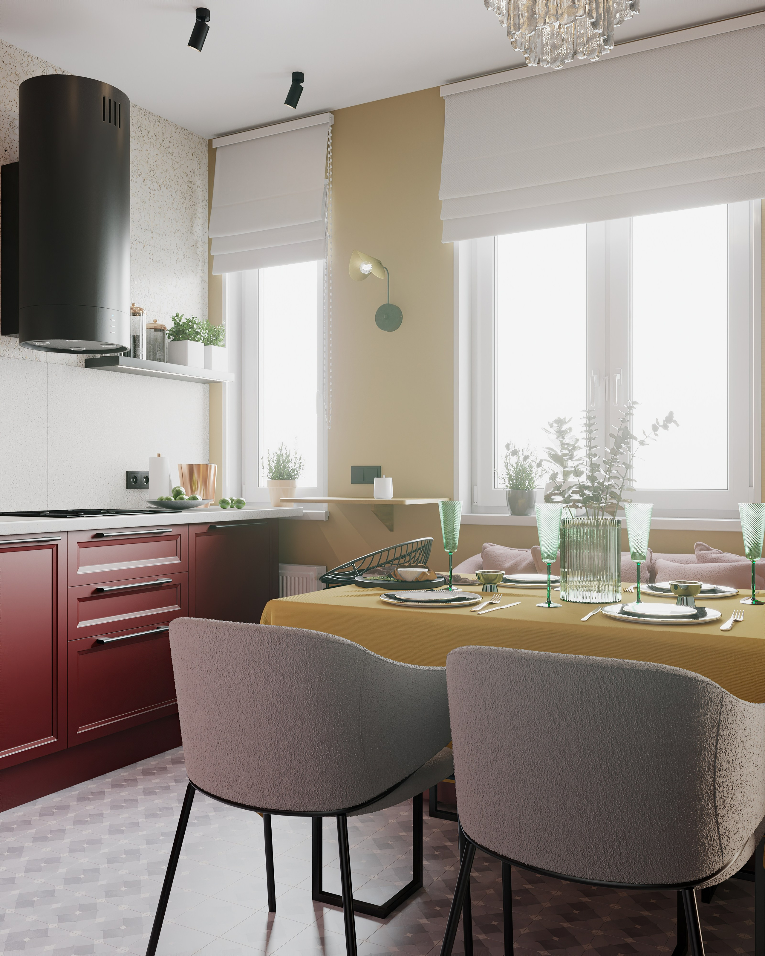 Виз кухни для ТВ проекта «Большие перемены» дизайн Мартыновой Н. и Бородиной Е. Визуализатор Векшина Елена