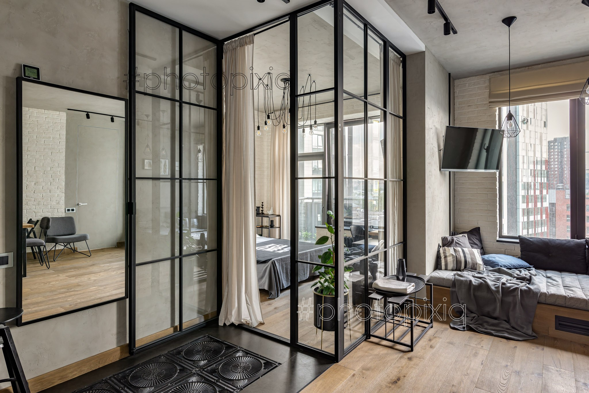 Интерьерная съёмка квартиры лофт в ЖК «Headliner». Интерьерная съёмка и виртуальные туры — Интерьерный фотограф Кузнецов Сергей (photopixiq)