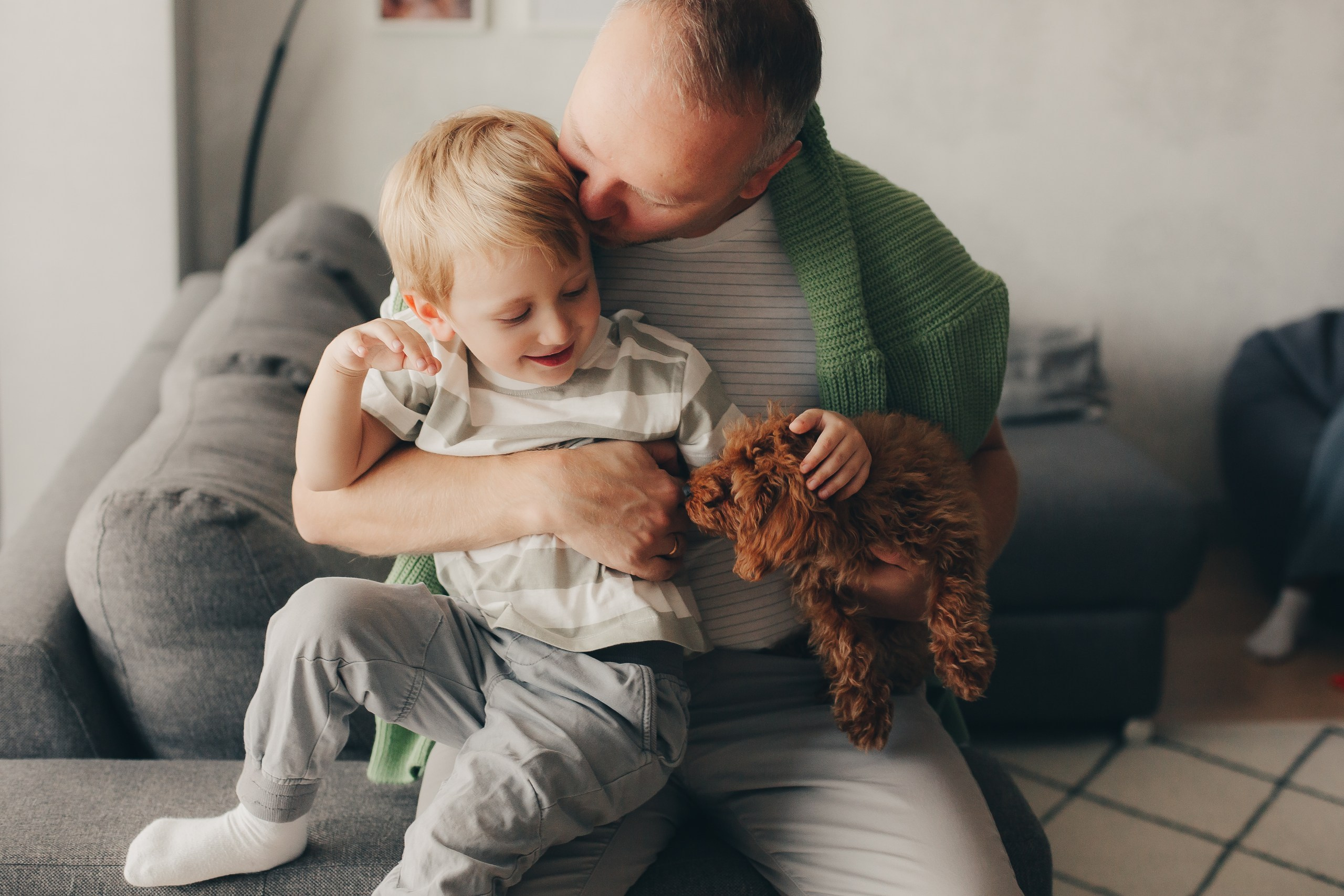 Семейная фотосессия со щенком. Фотограф Евгения Мальцева, Архангельск