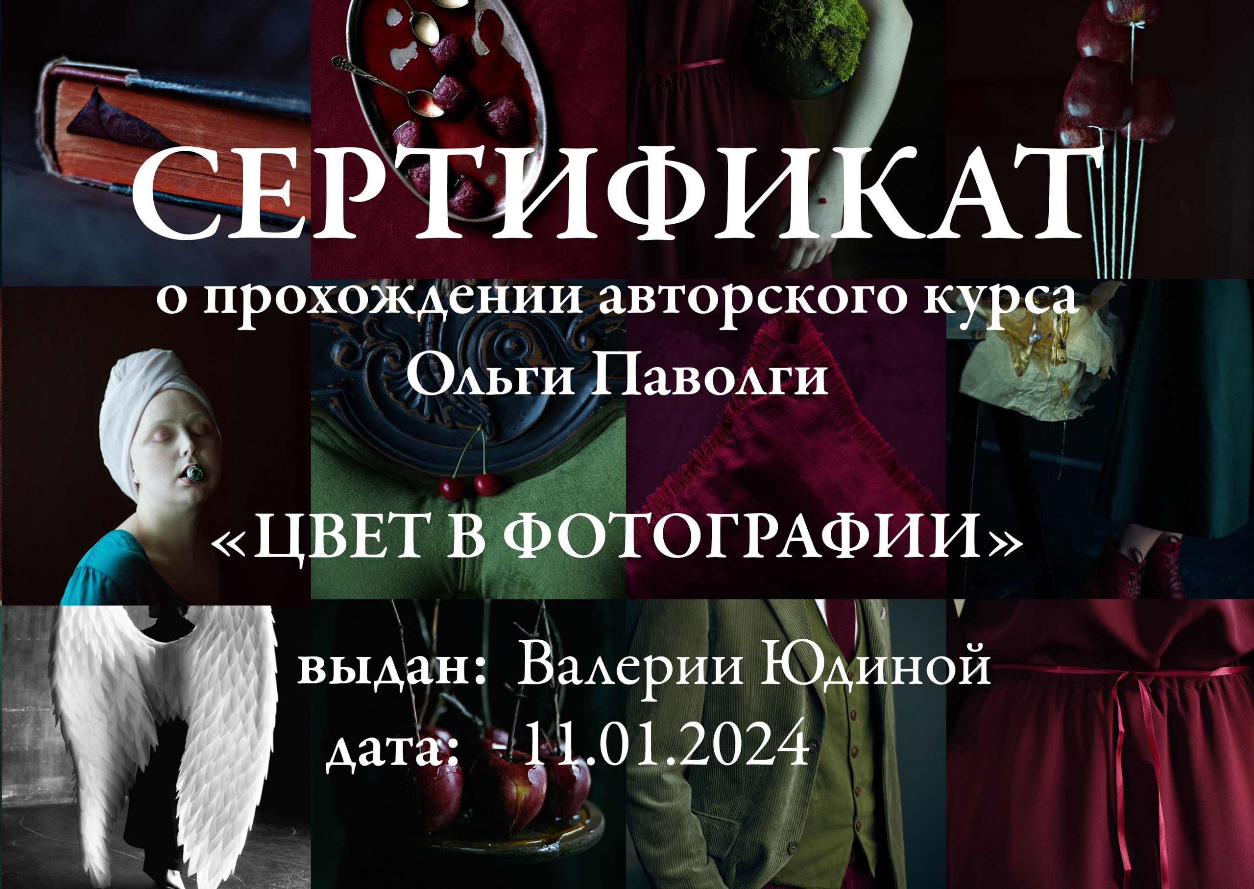 Дипломы и сертификаты. Фотограф в Москве Лера Юдина