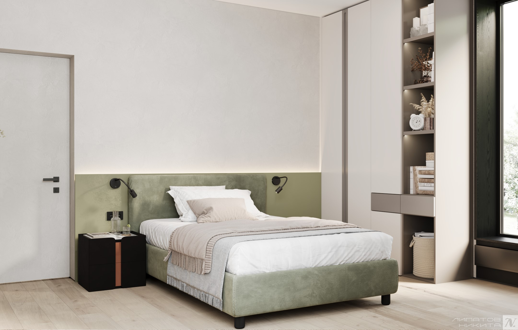 Проект коттеджа в стиле теплый минимализм. Дизайнер интерьера Липатов Никита. Москва