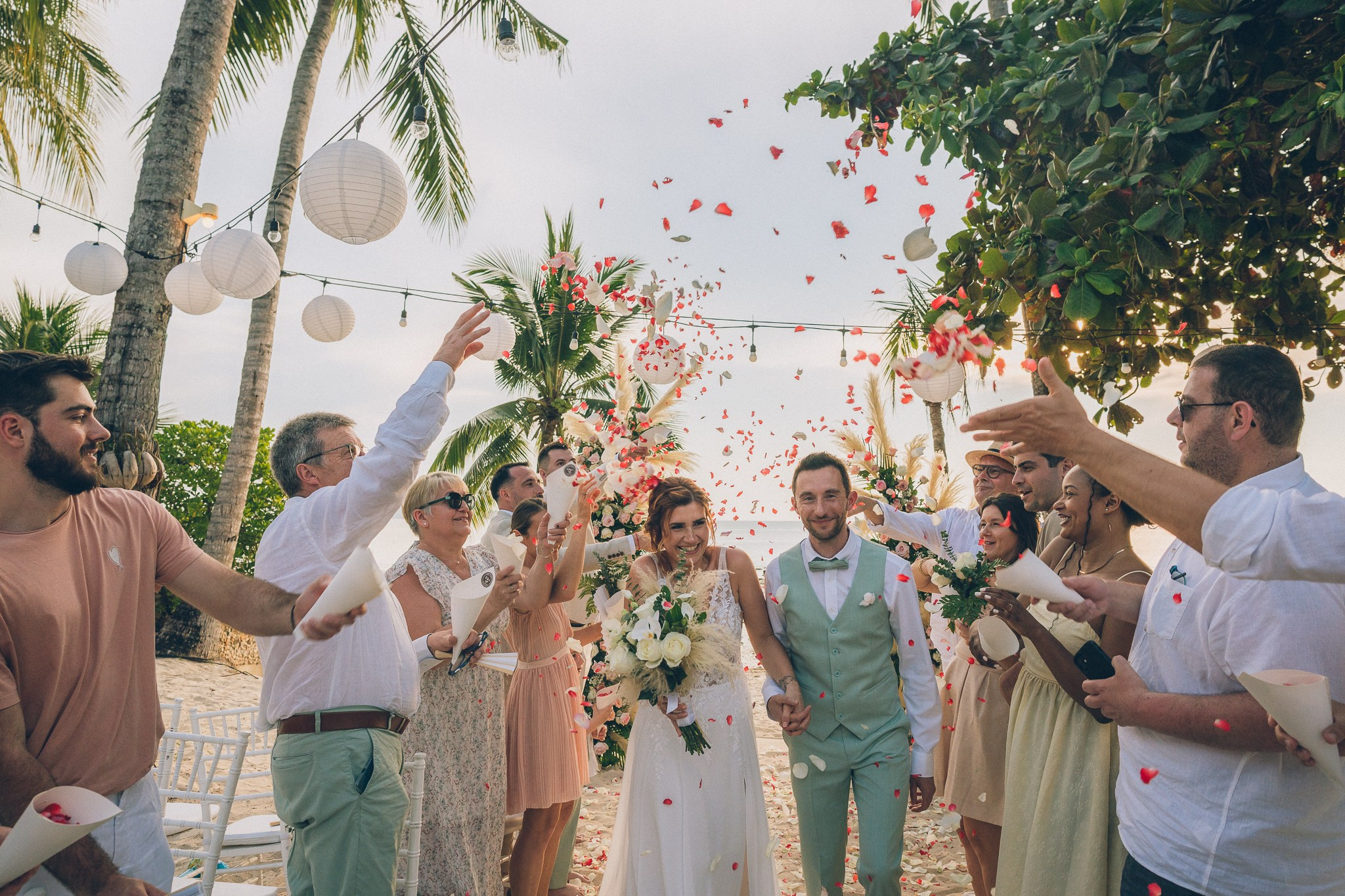 Sunset Beach Wedding with Guests in Koh Samui