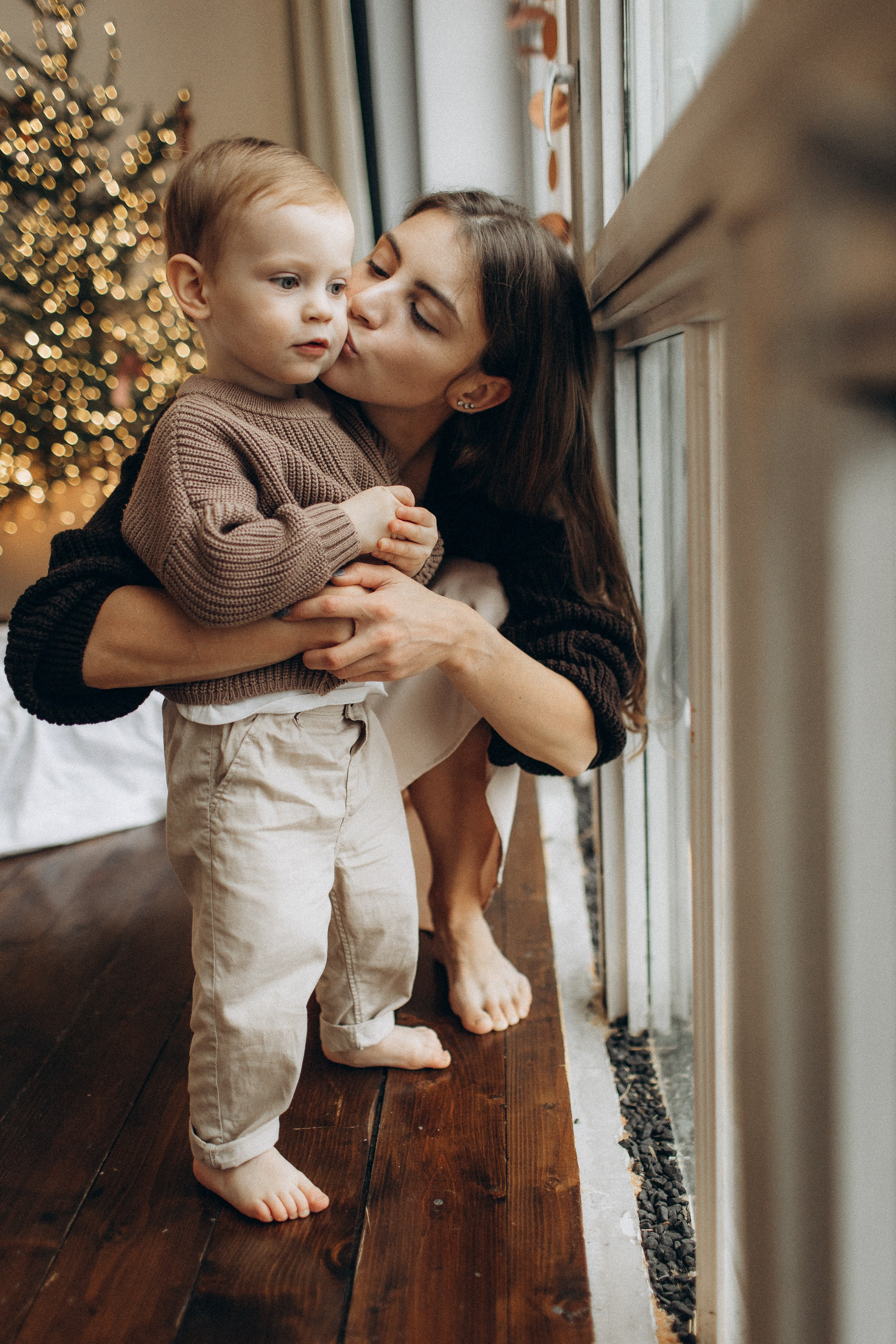 Семейная новогодняя фотосессия Москва мама и сын. Фотограф Владимир Москва
