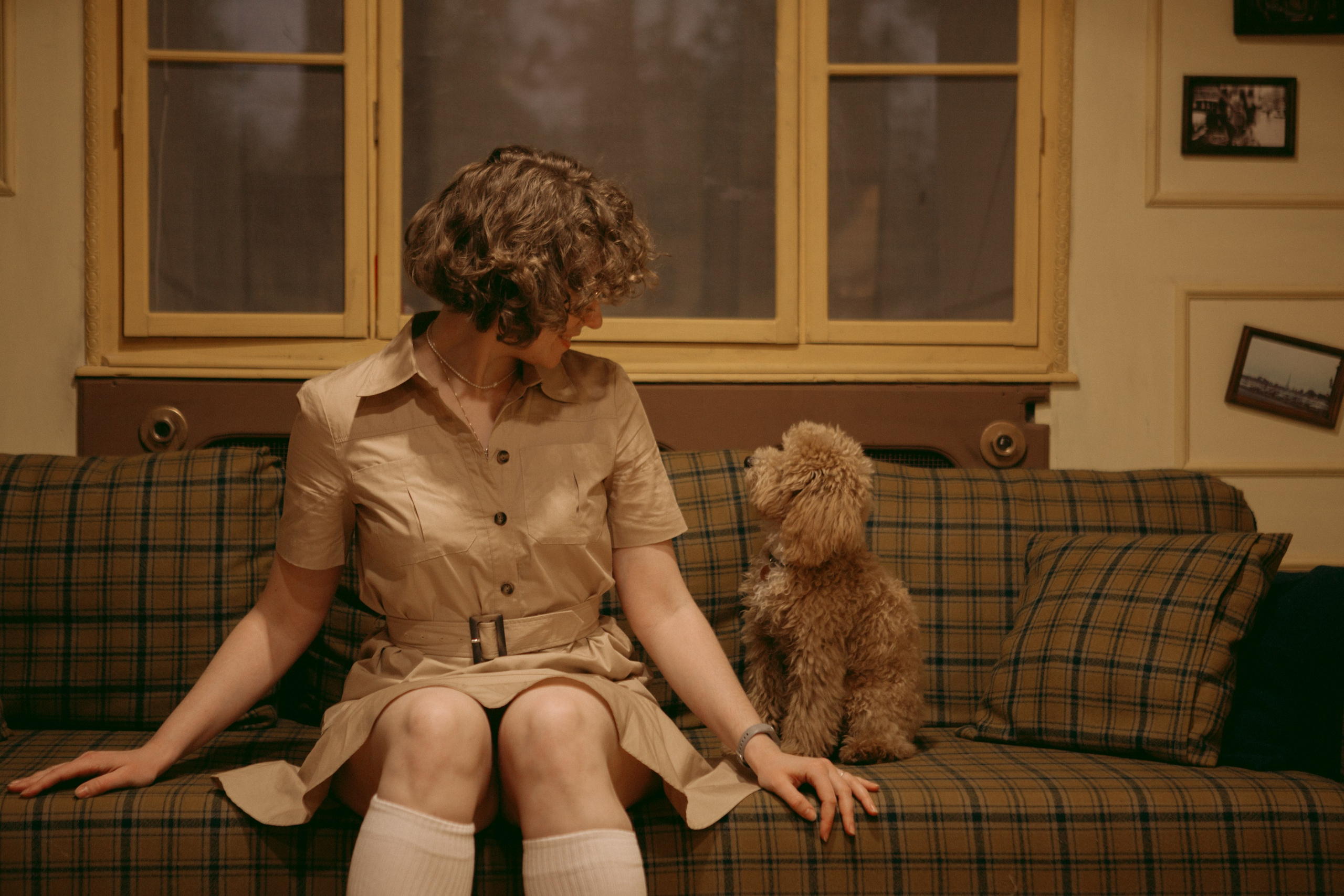 A cinematic daydream in the spirit of Wes Anderson’s style. Portrait, family and pet photographer in Cyprus, Ksenia Bourdelle