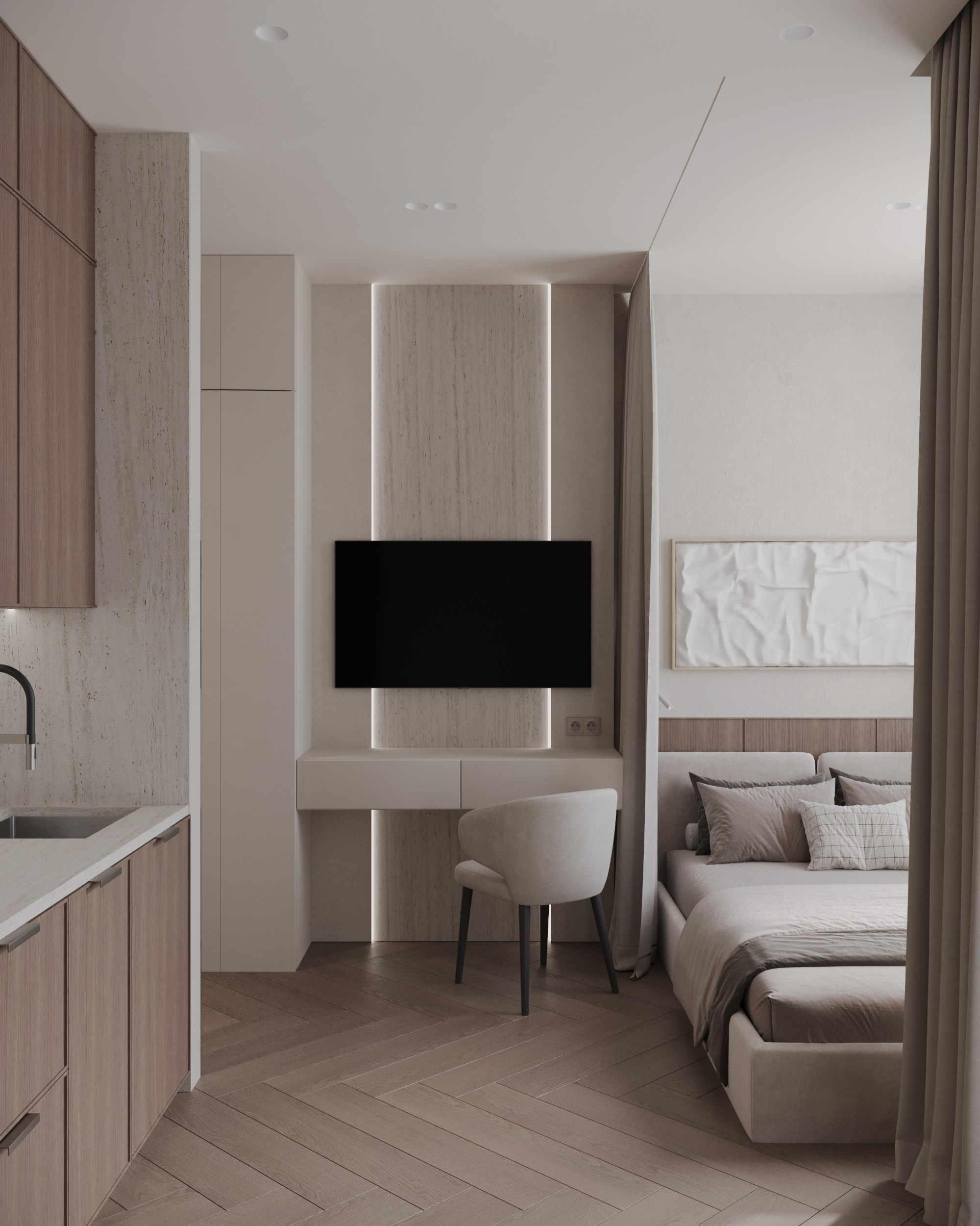 Дизайн-проект студии г. Санкт-Петербург ID Kudrovo. Дизайн интерьеров, 3D визуализации