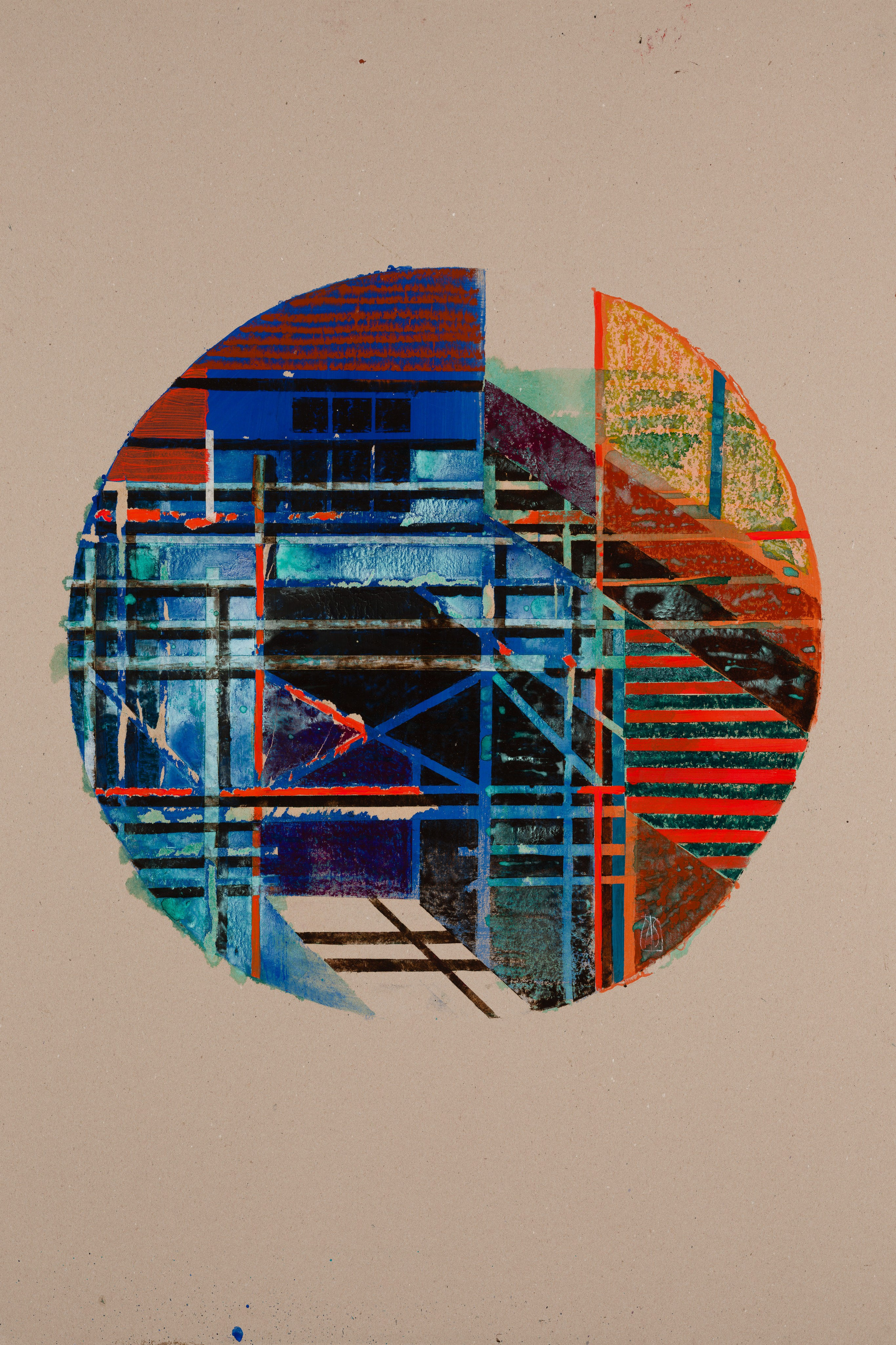 «Париж. Реконструкция 4» - художник Лариса Блохина (картон, смешанная техника, 119x79 см, 2021)