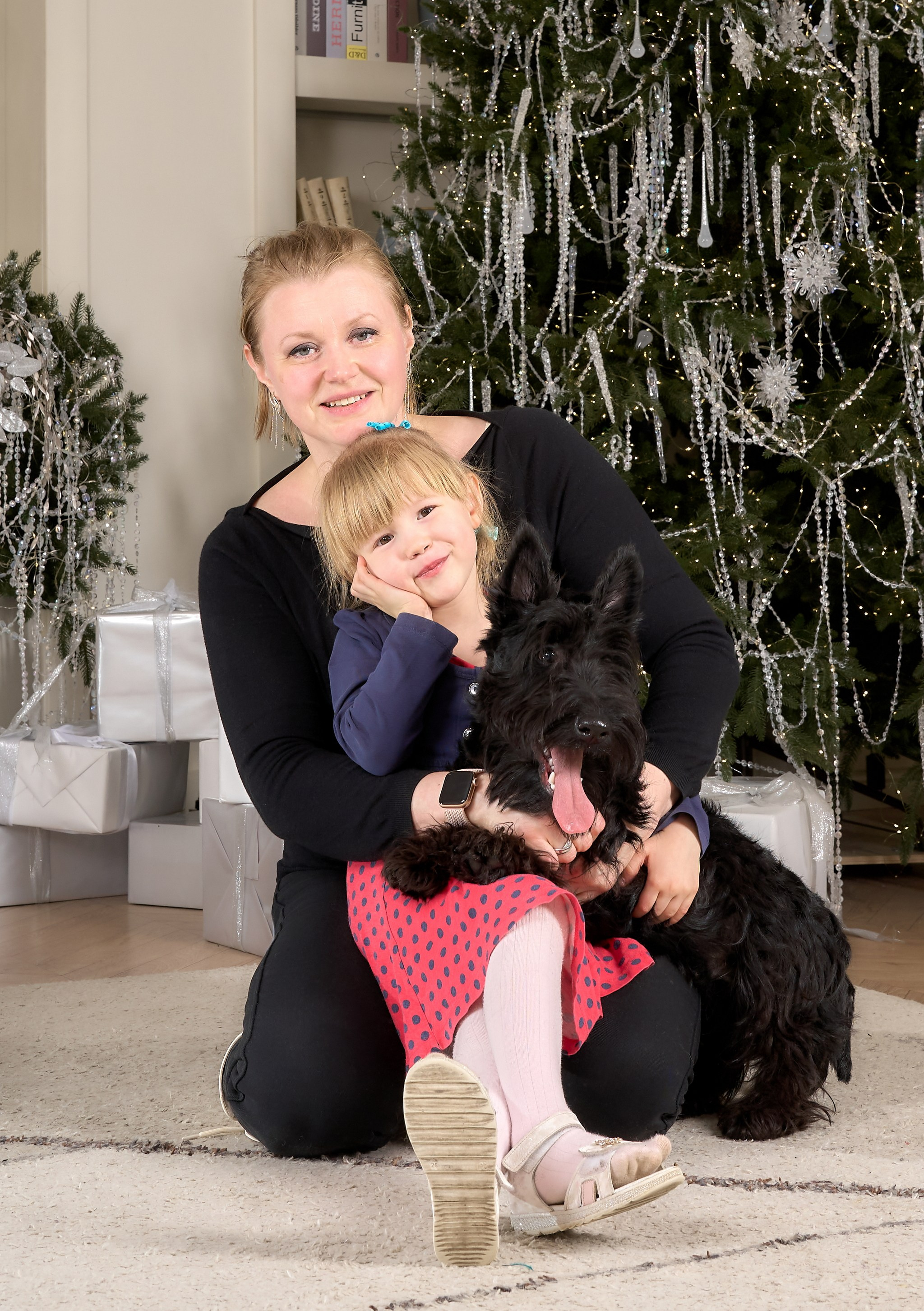 Семейная съемка с собаками в студии