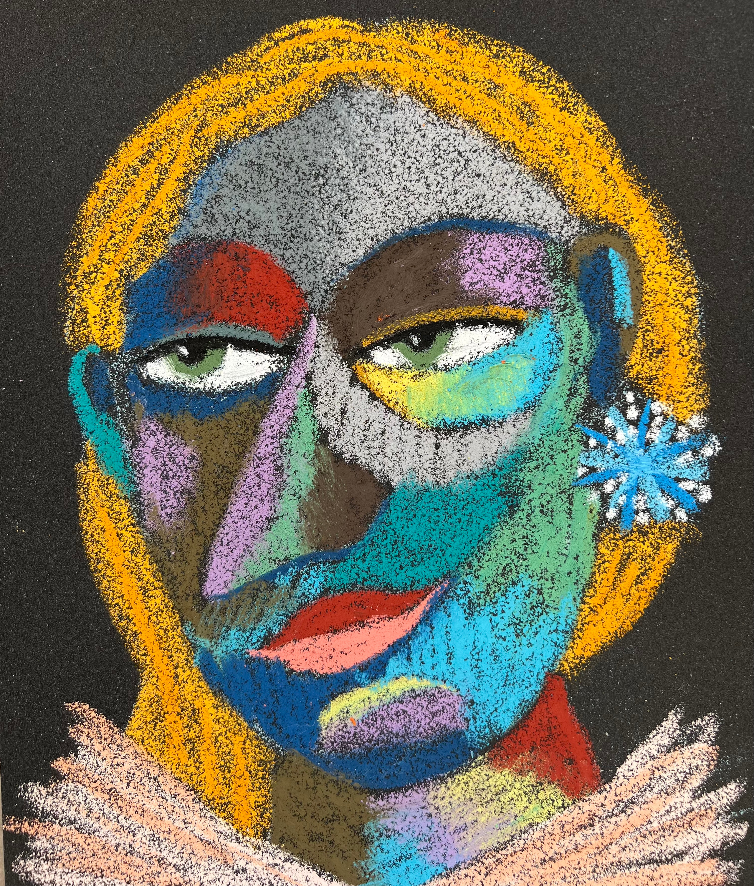 The nice Medium: Oil pastel, sandpaper Size: 28 x 23 cm