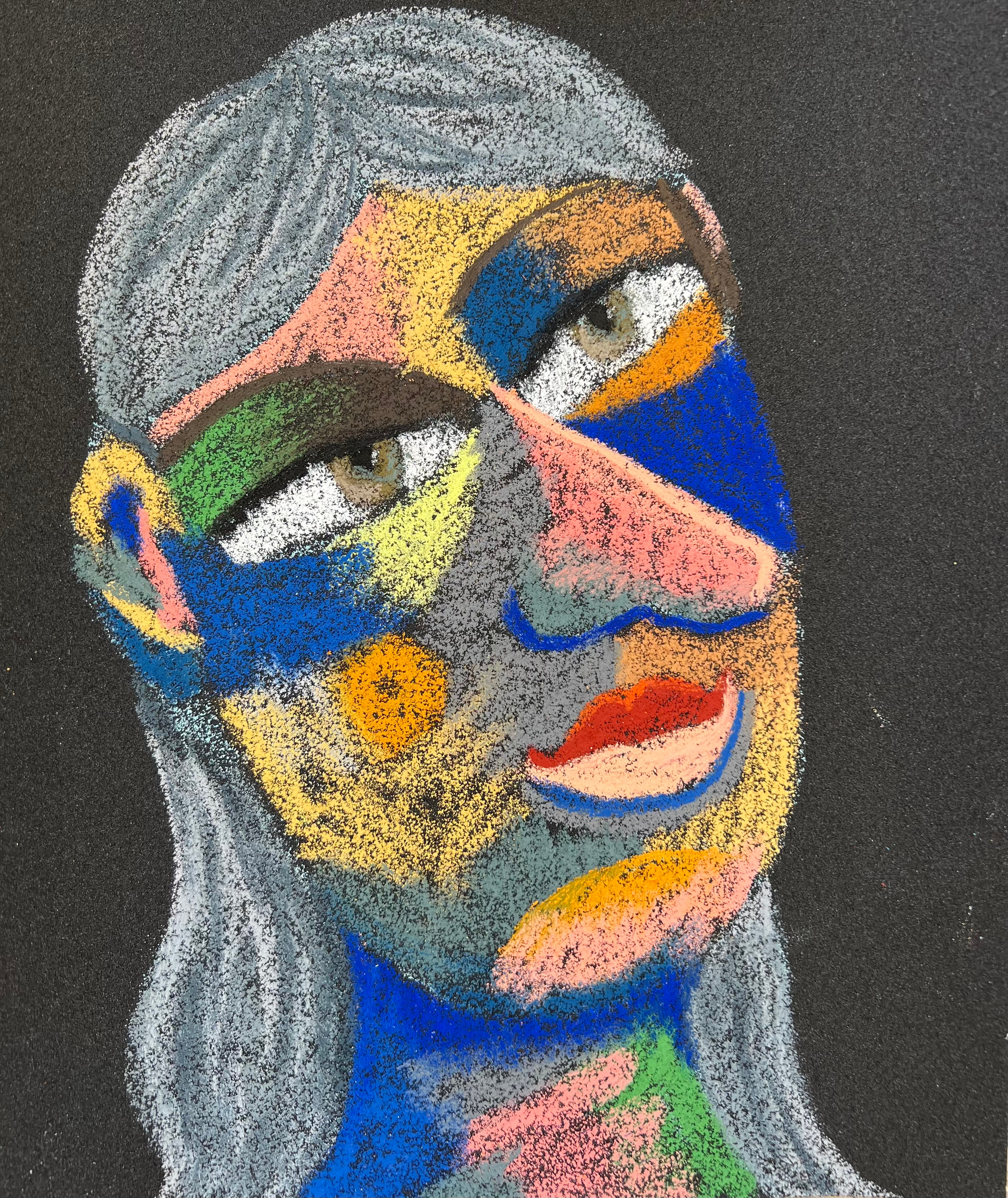 Joyful life. Medium: Oil pastel, sandpaper Size: 28 x 23 cm